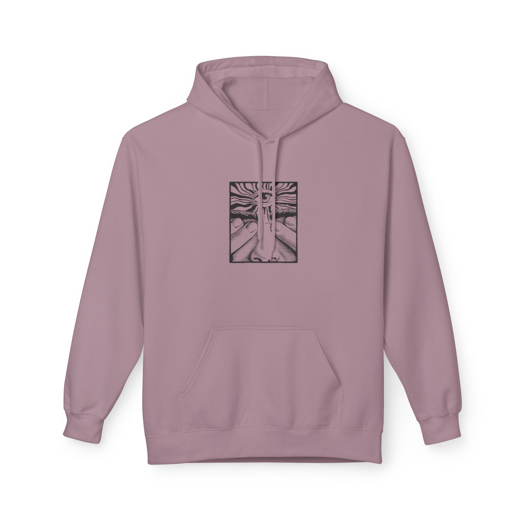 Minimalist Line Art Hoodie — Abstract Sunrise Hands Design