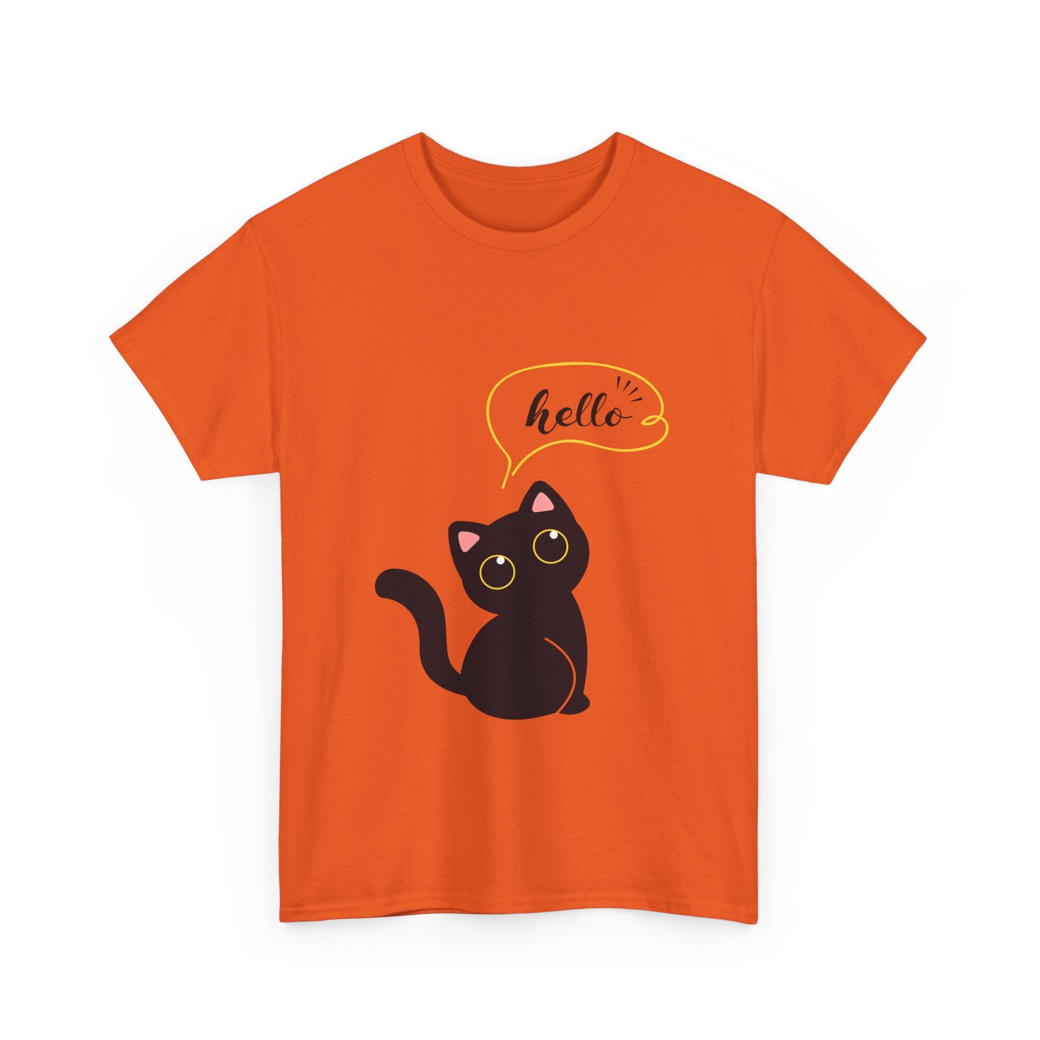 Cute Cat Hello Tee, Unisex Cotton Shirt, Cat Lover Gift, Funny Cat T-Shirt, Pet Lover Merchandise, Cozy Everyday Wear