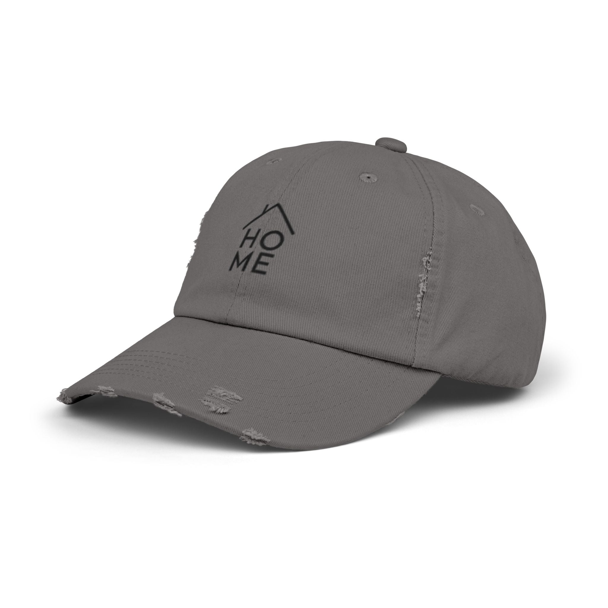 Distressed 'HOME' Baseball Cap – Minimal House Logo Dad Hat