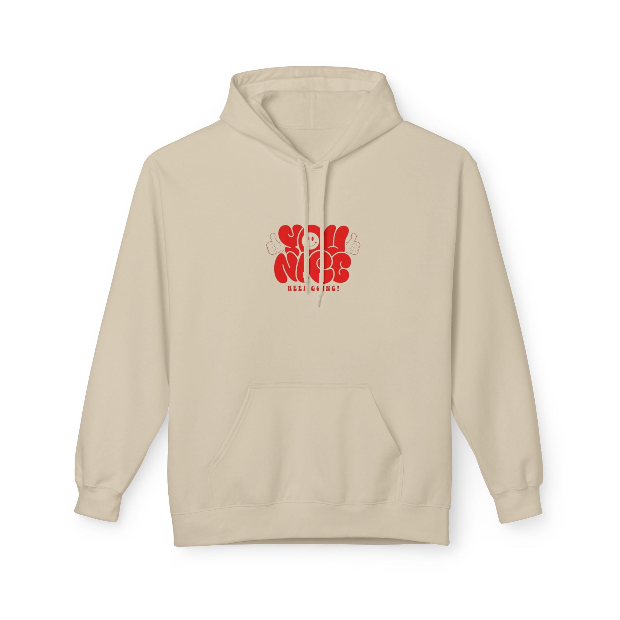 Nice Vibes Hoodie — Retro Red "Stay Nice" Graphic Sweatshirt