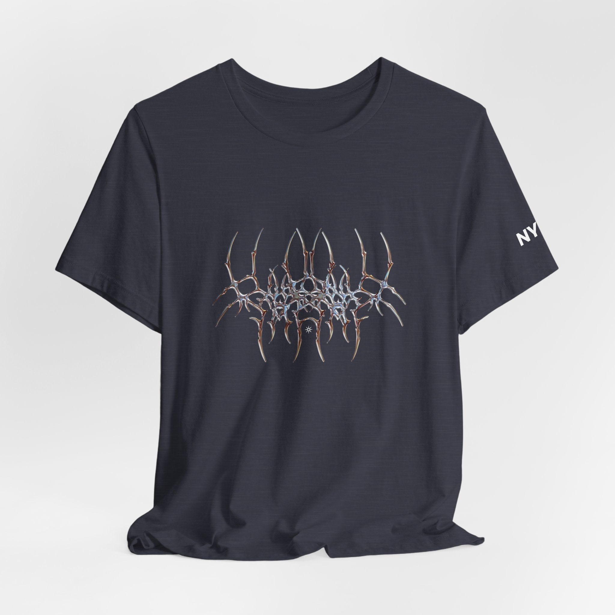Gothic Spider Web Graphic Tee — Trippy Dark Metal Design