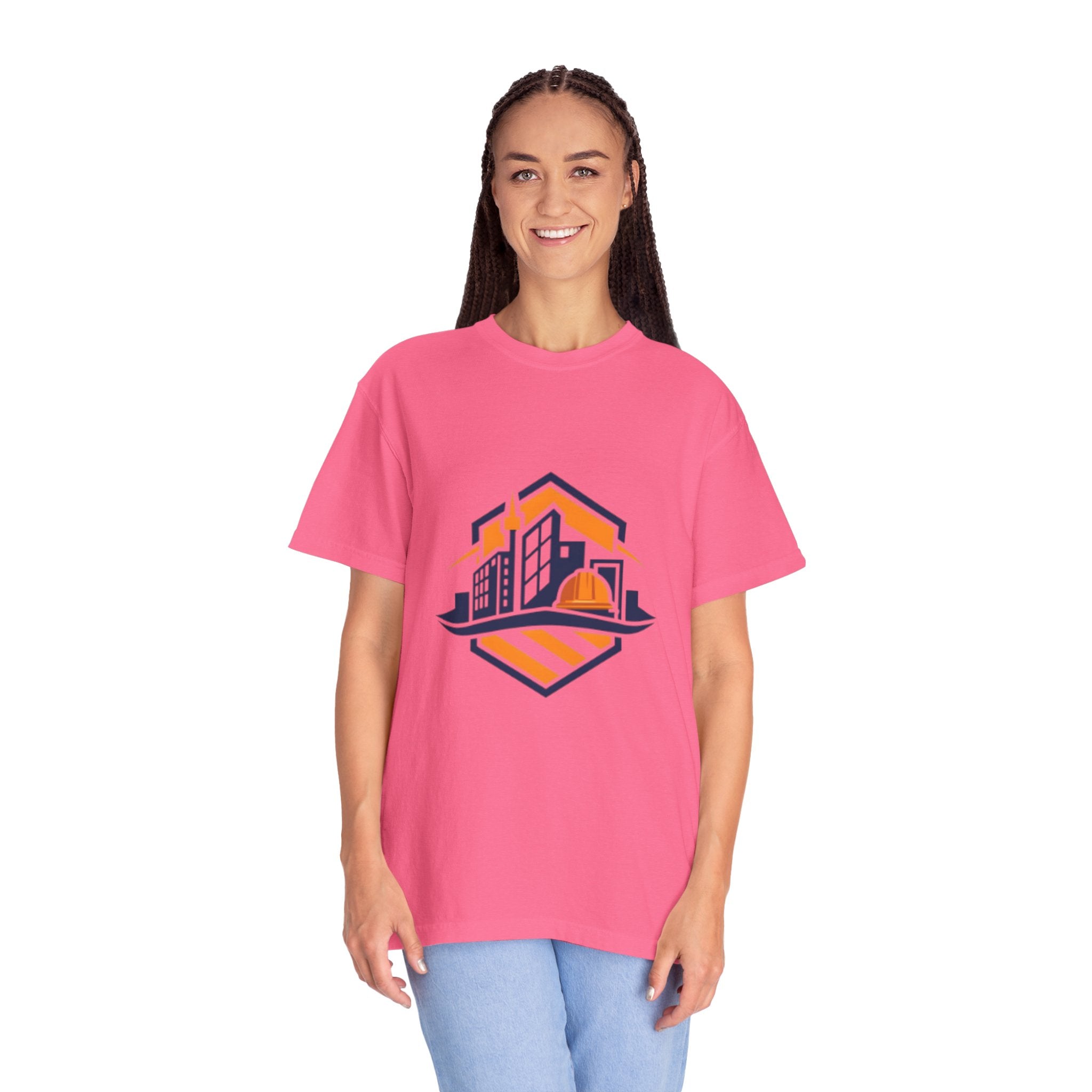 Real Estate Logo T-Shirt — Modern Cityscape Home Builder Graphic Tee