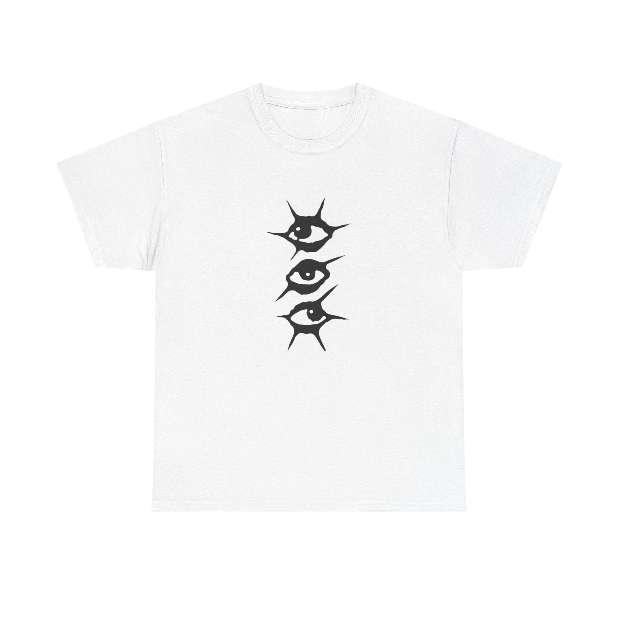 T-Shirt — Minimal Three Eyes Graphic Tee with 'Who Are You When Nobody's Watching?' Back Text
