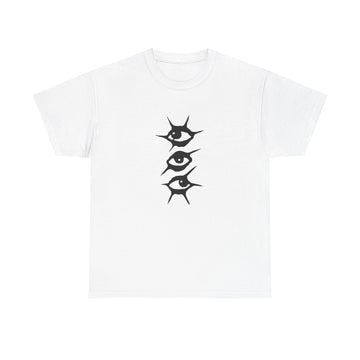 T-Shirt — Minimal Three Eyes Graphic Tee with 'Who Are You When Nobody's Watching?' Back Text