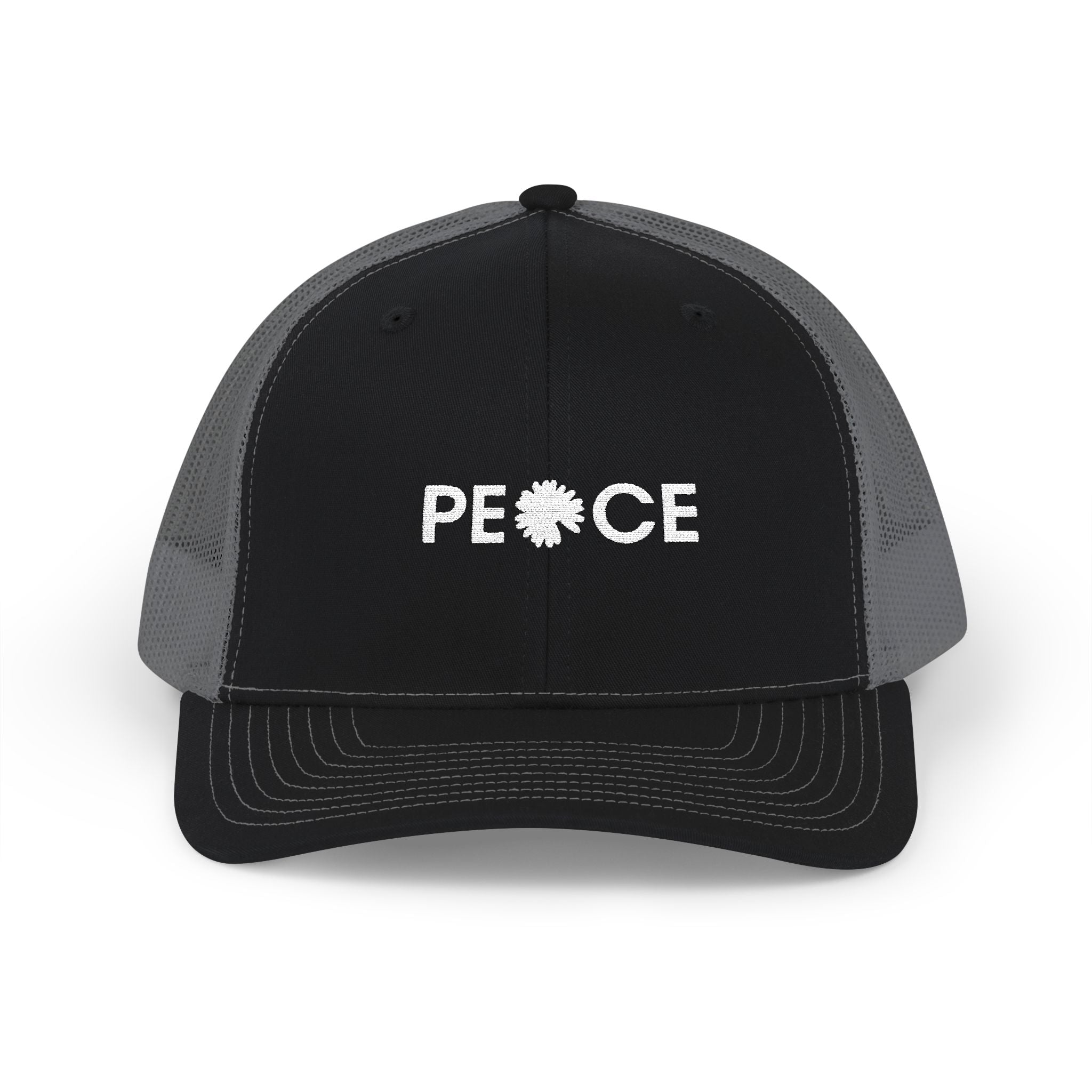 Peace Daisy Embroidered Trucker Cap