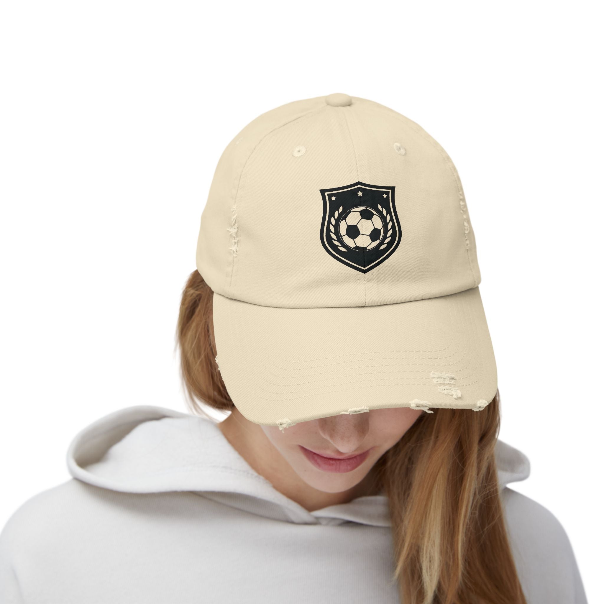 Distressed Soccer Emblem Cap — Vintage Soccer Dad Hat