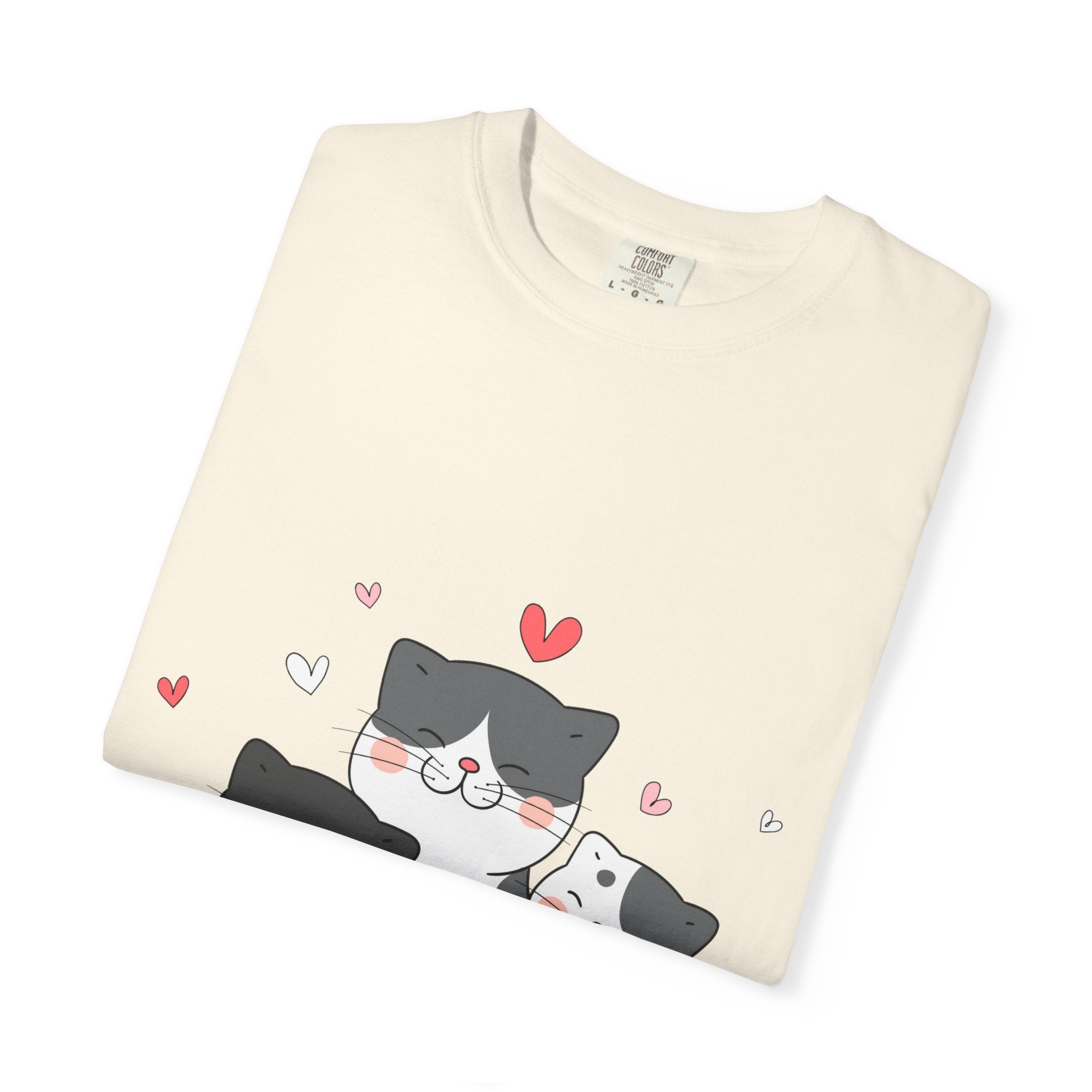 Cat Trio T-Shirt — Cute Kawaii Cats with Hearts Tee