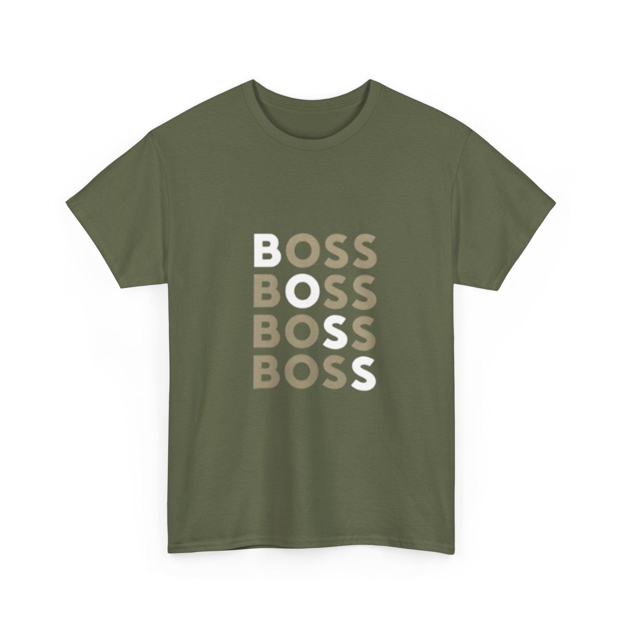 Boss Repeat Graphic Tee — Retro Stacked 'BOSS' Design