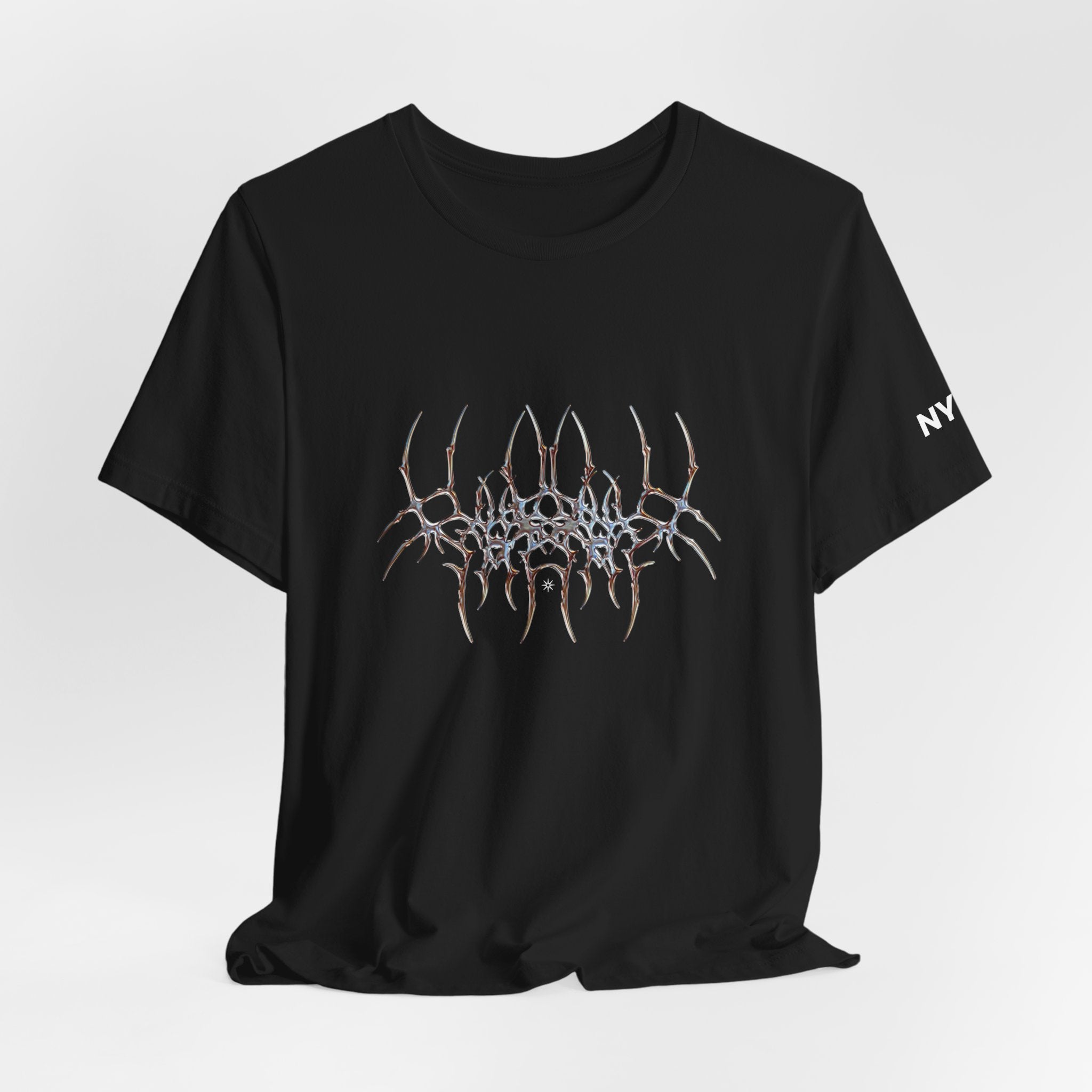 Gothic Spider Web Graphic Tee — Trippy Dark Metal Design
