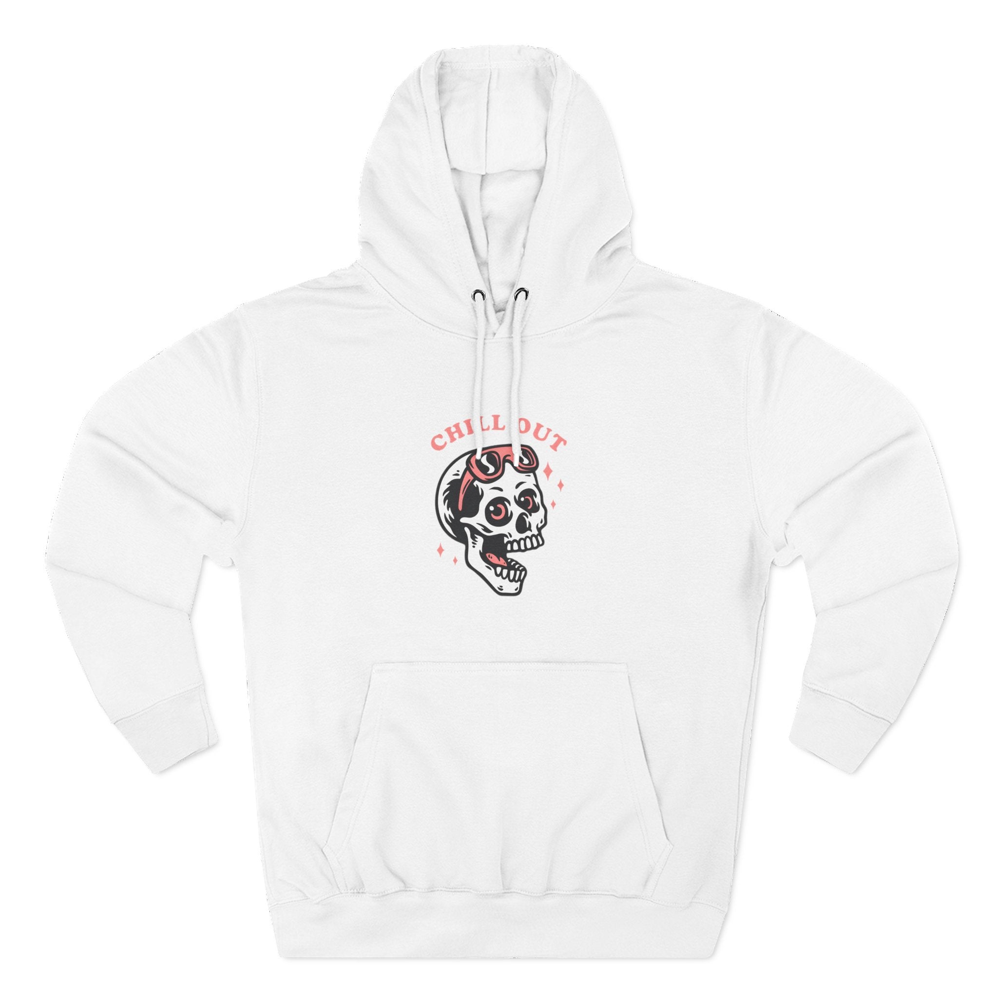 Chill Out Skull Fleece Hoodie for Comfort Lovers, Casual Streetwear, Unique Gift, Halloween Cozy Apparel, Scary Fun Clothing