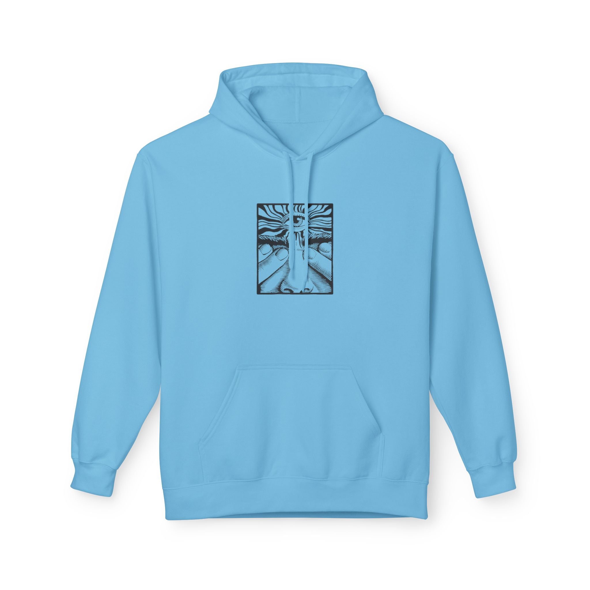 Minimalist Line Art Hoodie — Abstract Sunrise Hands Design