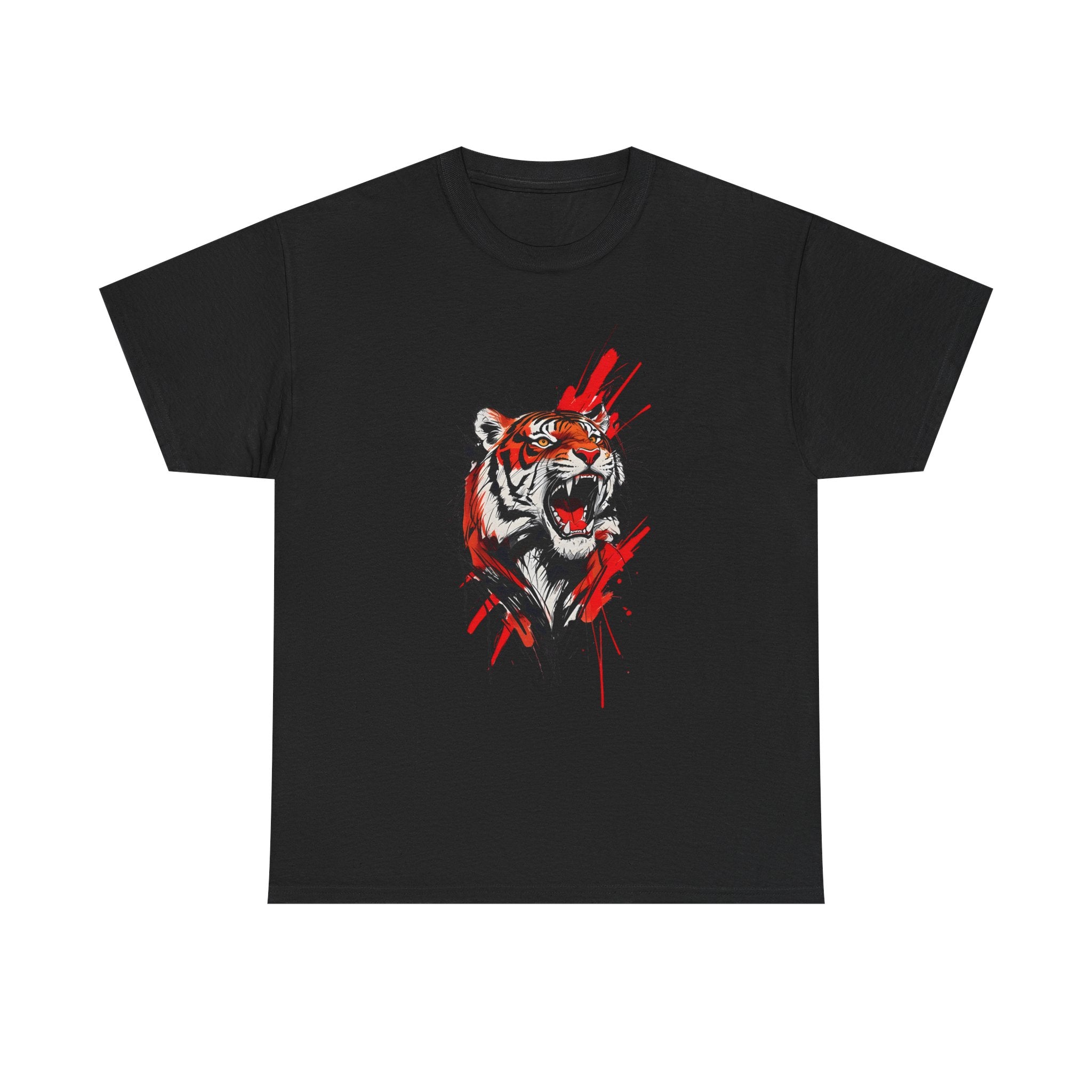 Ferocious Tiger Unisex Heavy Cotton Tee, Animal Lover Shirt, Graphic Tee, Wildlife Shirt, Gift for Her, Gift for Him