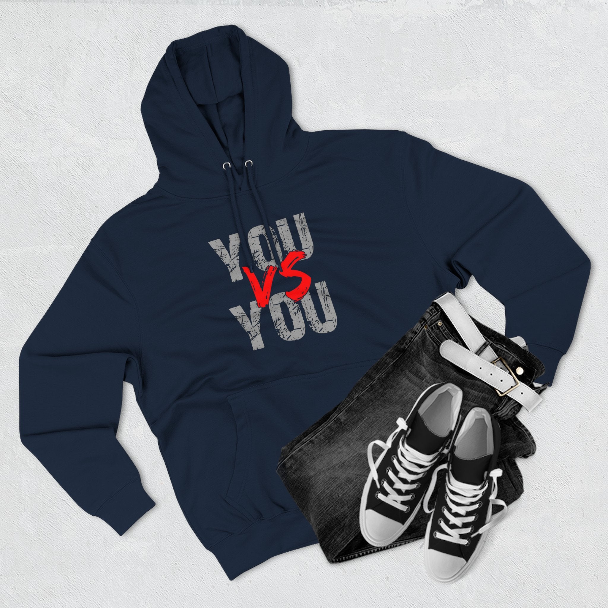 YOU vs YOU Three-Panel Fleece Hoodie, Motivational Sweatshirt, Unisex Hoodie, Workout Apparel, Self-Improvement Gift
