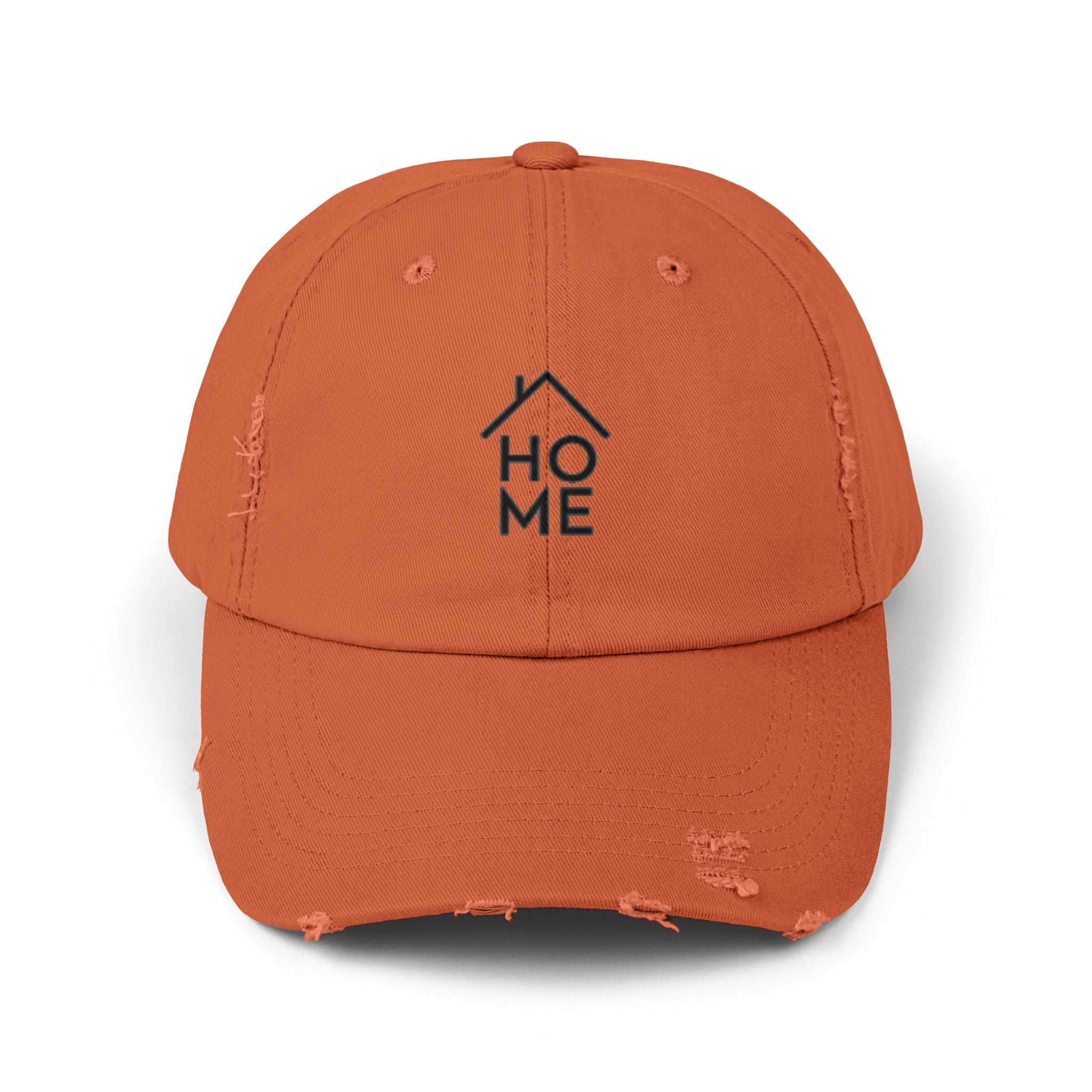 Distressed 'HOME' Baseball Cap – Minimal House Logo Dad Hat