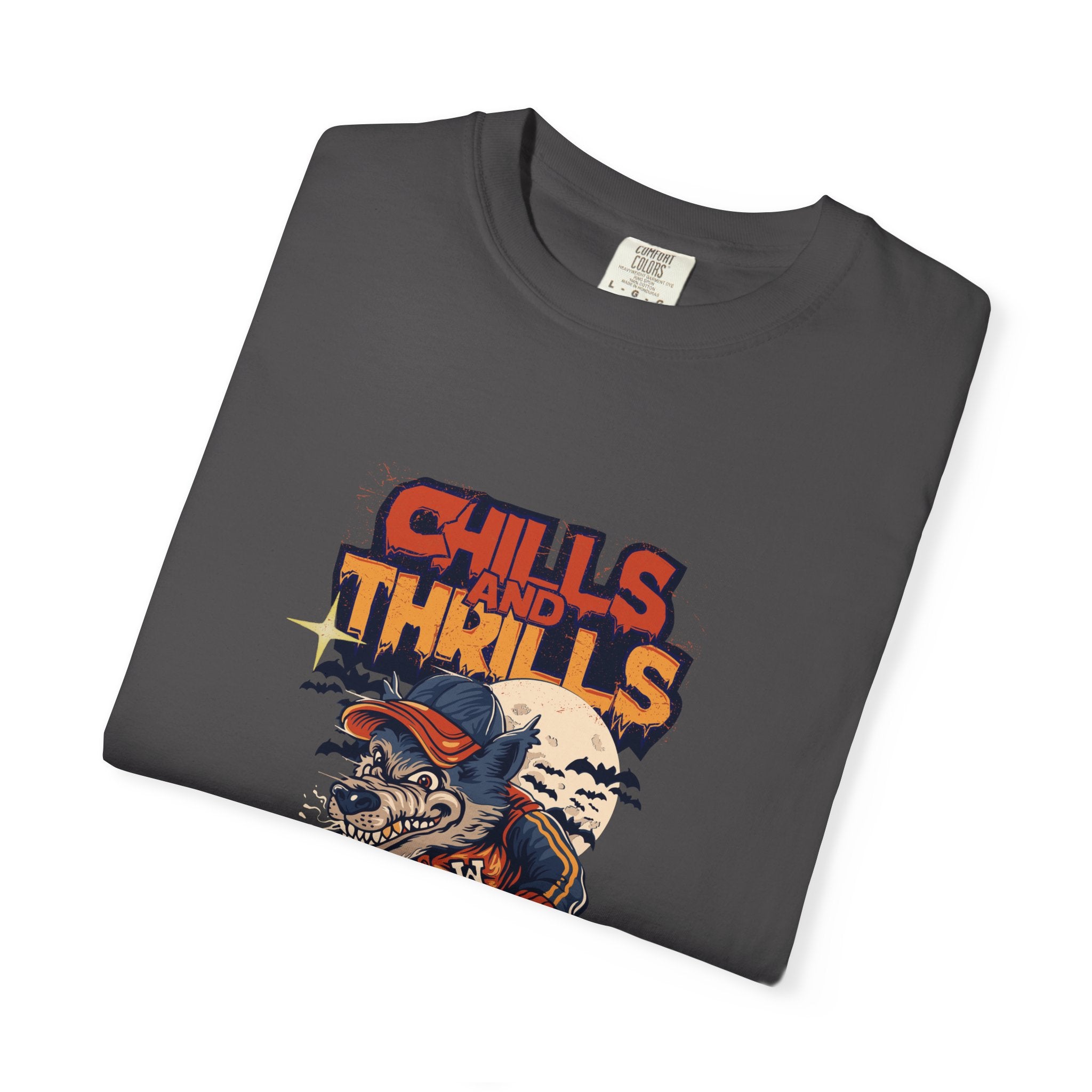 Chills and Thrills Graphic T-Shirt, Unisex Tee, Halloween Apparel, Skateboarder Shirt, Spooky Casual Wear, Perfect Gift for Fall