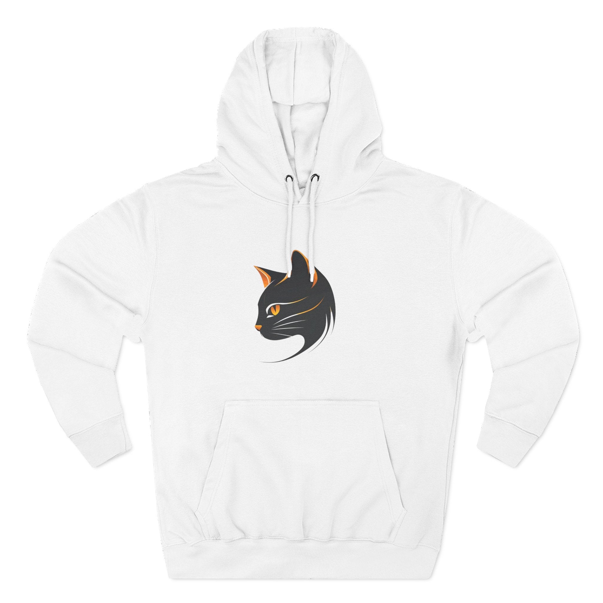 Cat Silhouette Fleece Hoodie, Cozy Cat Lover Gift, Warm Animal Hoodie, Perfect for Pet Owners, Cat-Themed Apparel