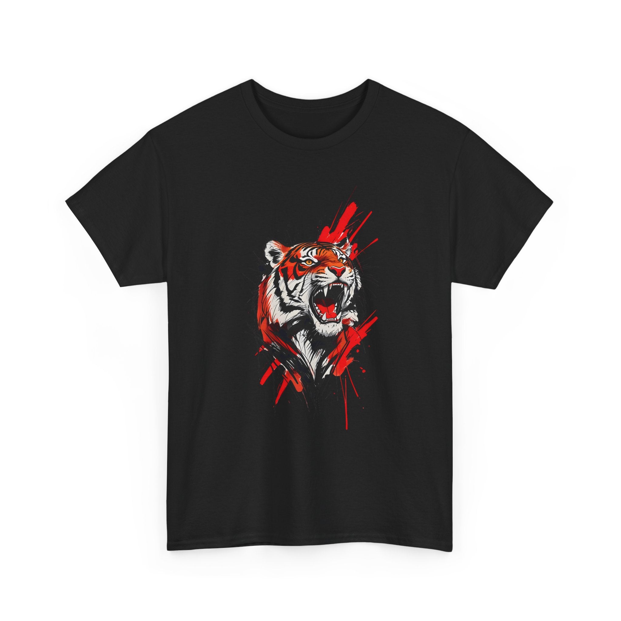 Ferocious Tiger Unisex Heavy Cotton Tee, Animal Lover Shirt, Graphic Tee, Wildlife Shirt, Gift for Her, Gift for Him