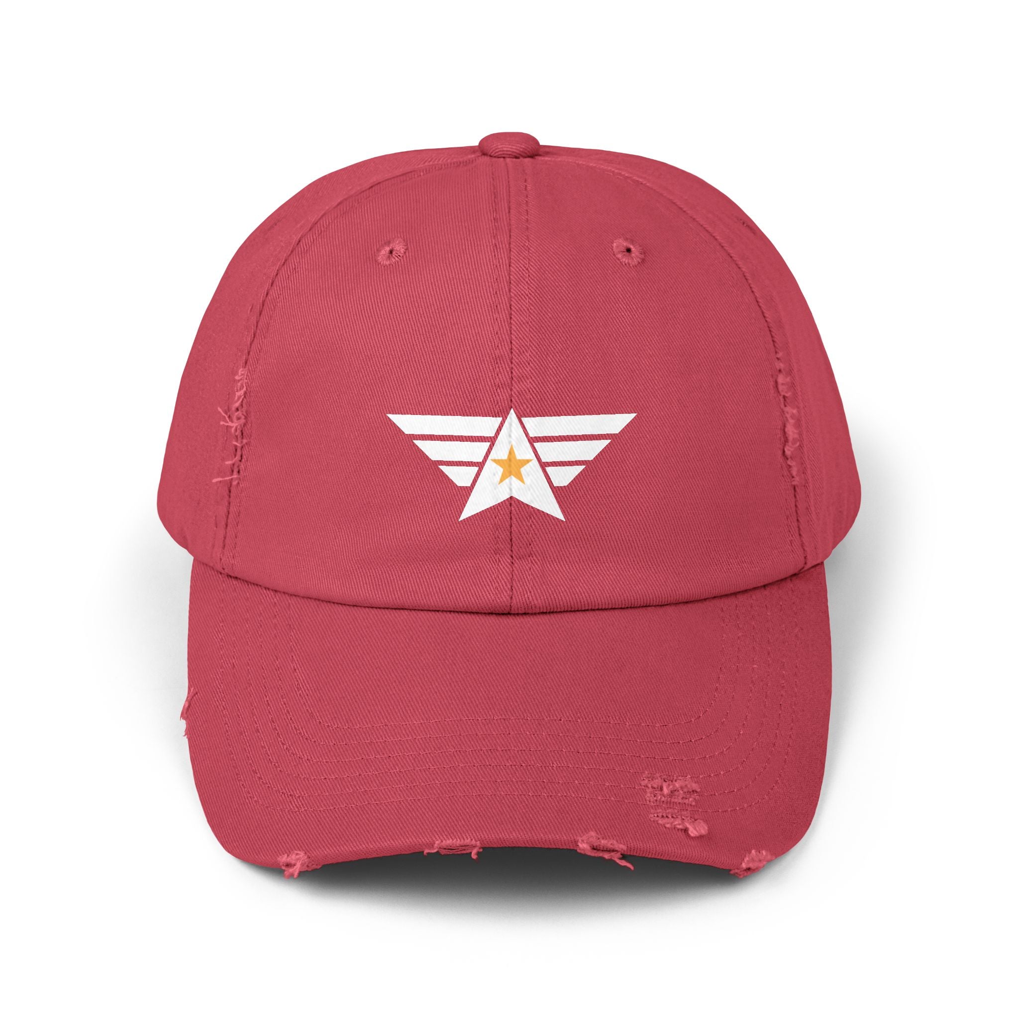 Distressed Unisex Cap with Star Emblem