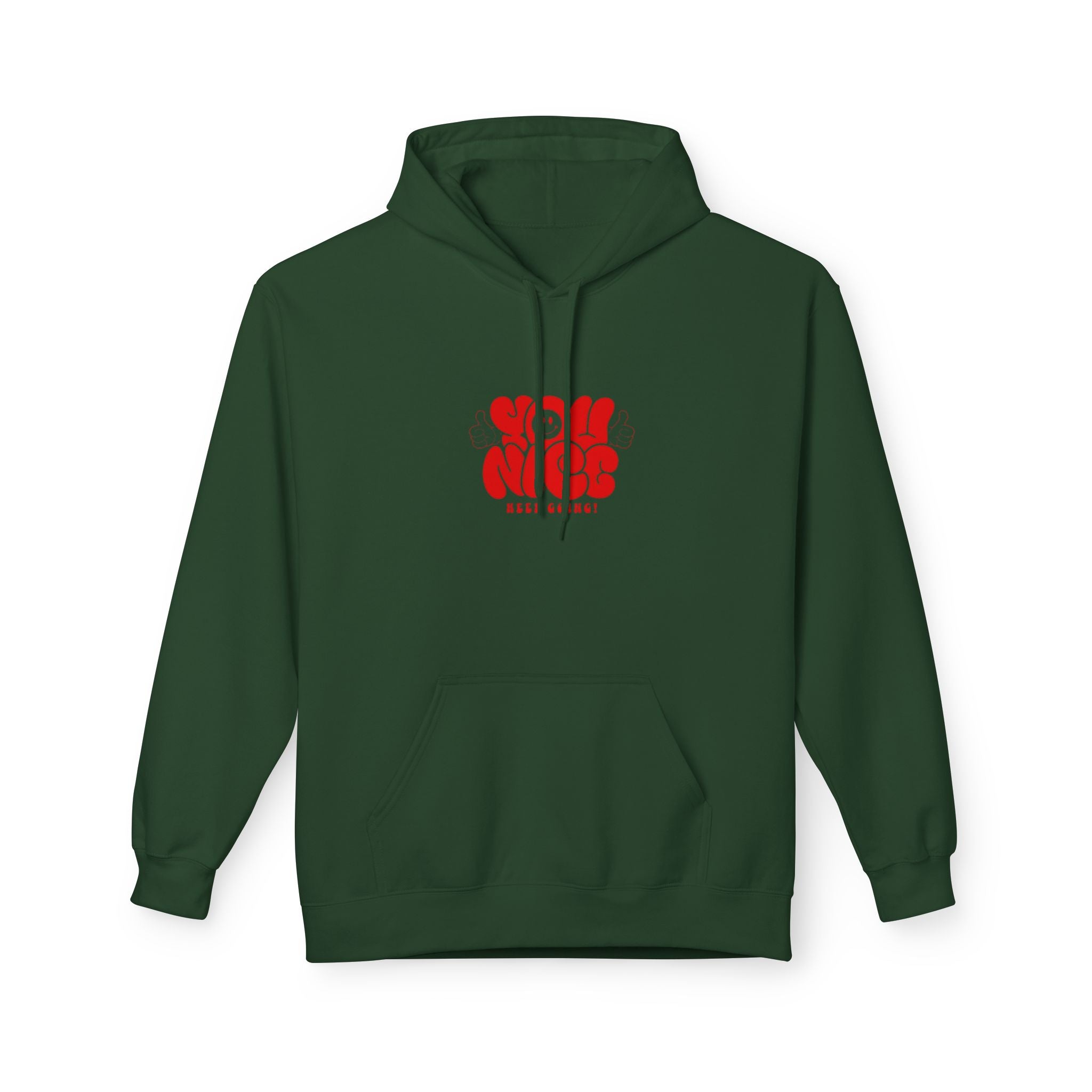Nice Vibes Hoodie — Retro Red "Stay Nice" Graphic Sweatshirt
