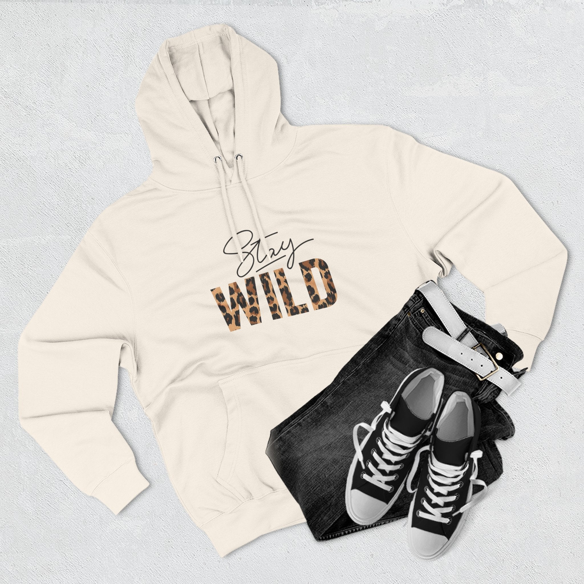 Stay Wild Fleece Hoodie - Cozy, Stylish, Perfect for Adventures, Great for Fall/Winter, Unique Gift Idea
