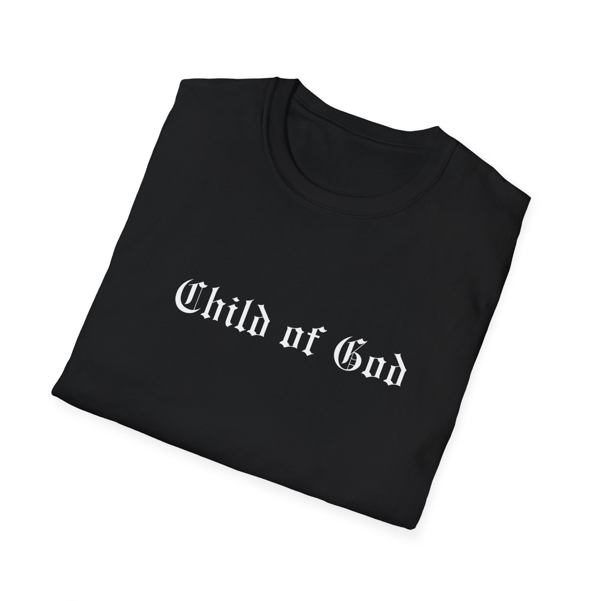 Child of God T-Shirt — Gothic Script Faith Tee with Bible Verse (Christian Apparel)