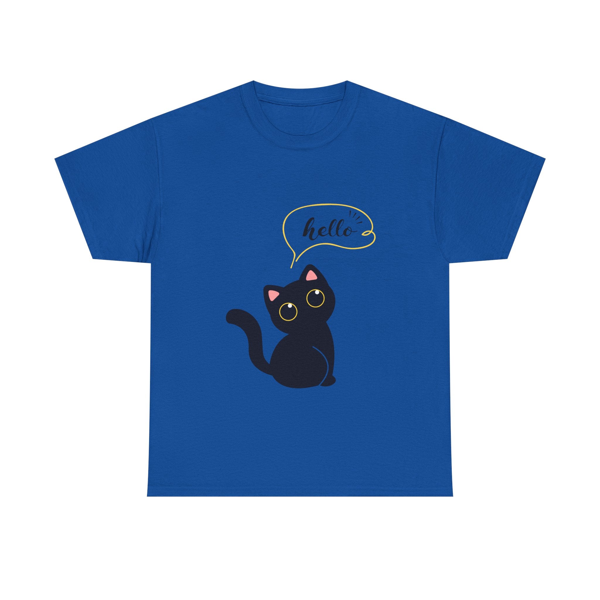 Cute Cat Hello Tee, Unisex Cotton Shirt, Cat Lover Gift, Funny Cat T-Shirt, Pet Lover Merchandise, Cozy Everyday Wear