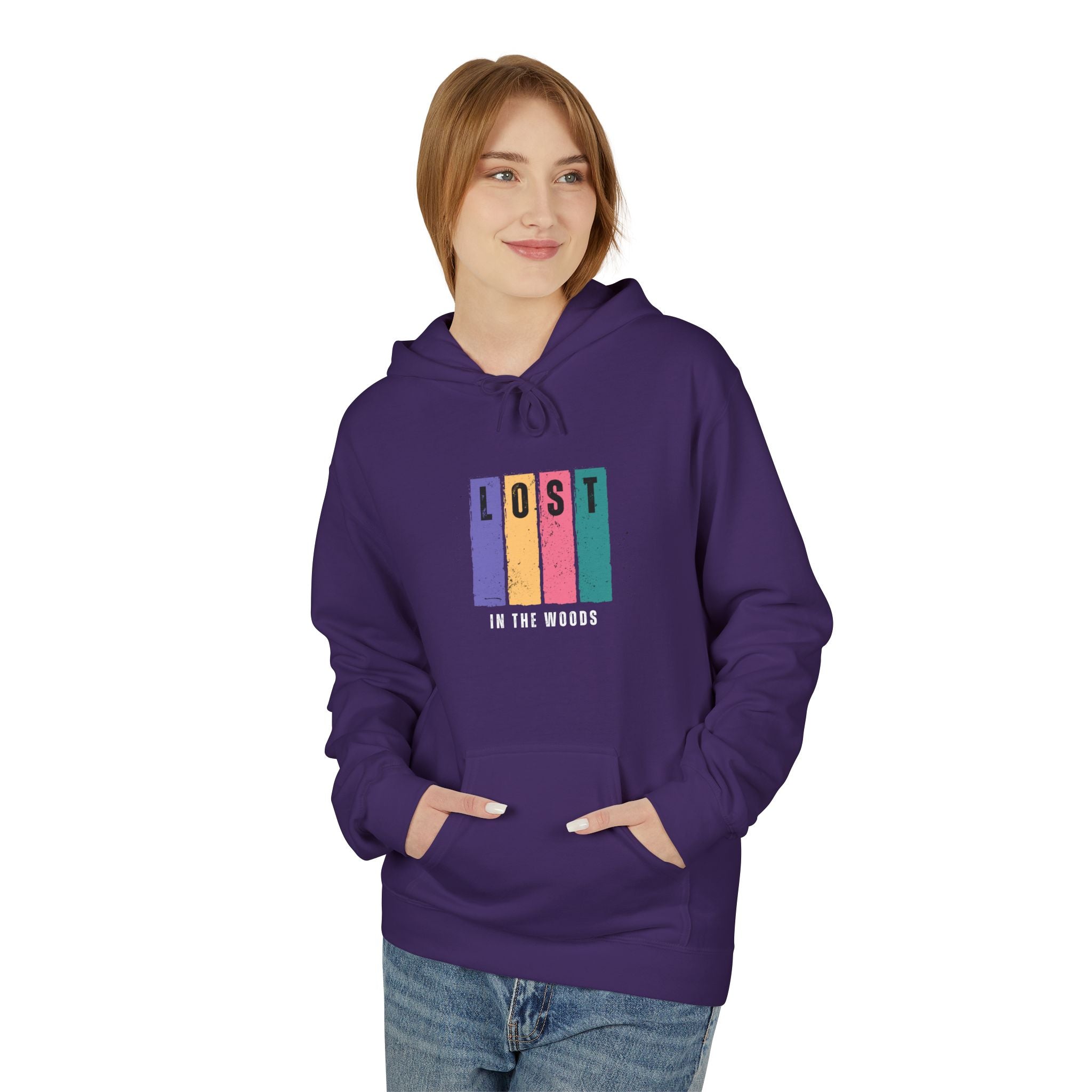 Lost in the Woods Fleece Hoodie - Unisex Midweight Sweatshirt for Outdoor Lovers