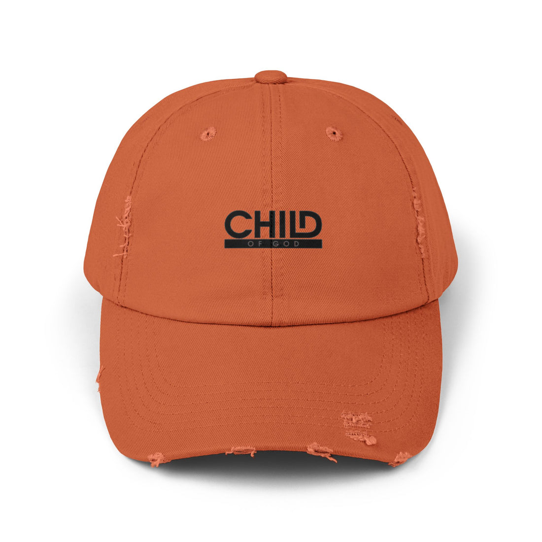 Distressed 'CHILD' Embroidered Cap — Vintage Beige Dad Hat