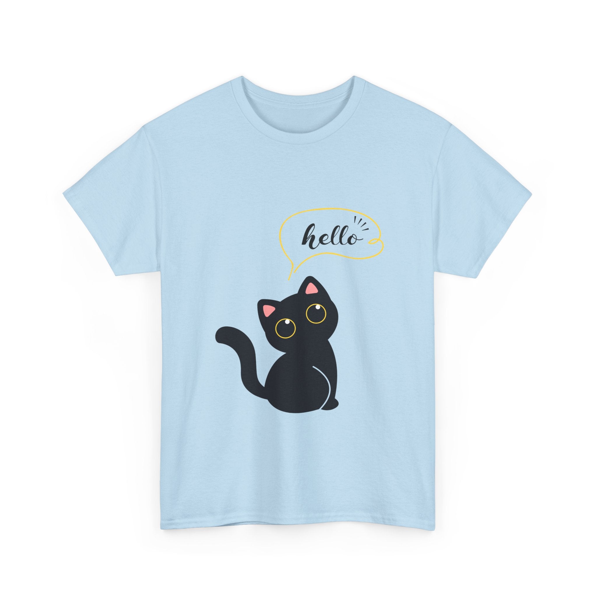Cute Cat Hello Tee, Unisex Cotton Shirt, Cat Lover Gift, Funny Cat T-Shirt, Pet Lover Merchandise, Cozy Everyday Wear