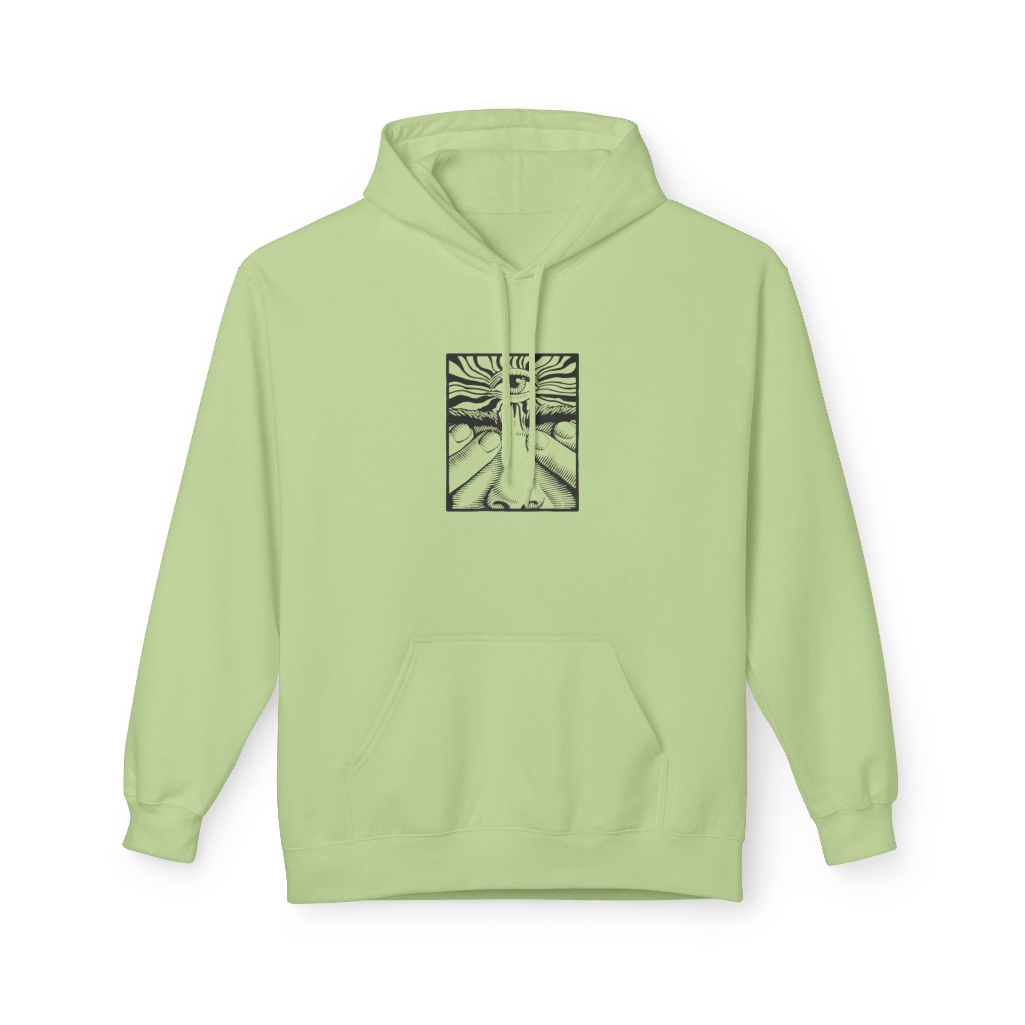 Minimalist Line Art Hoodie — Abstract Sunrise Hands Design