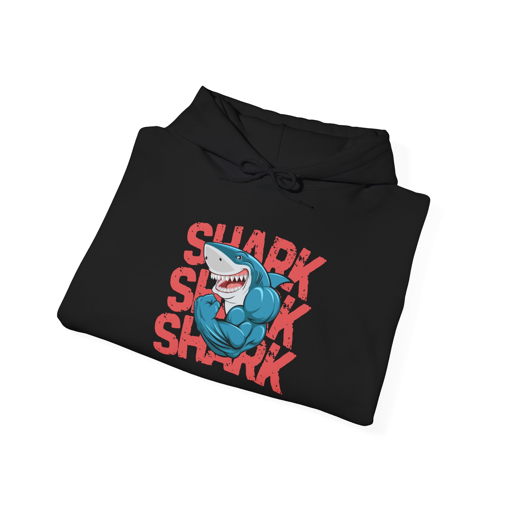 Shark Attack Hoodie - Unisex Heavy Blend Sweatshirt, Graphic Shark Apparel, Ocean Lover Gift, Fun Beachwear, Surfing Fashion