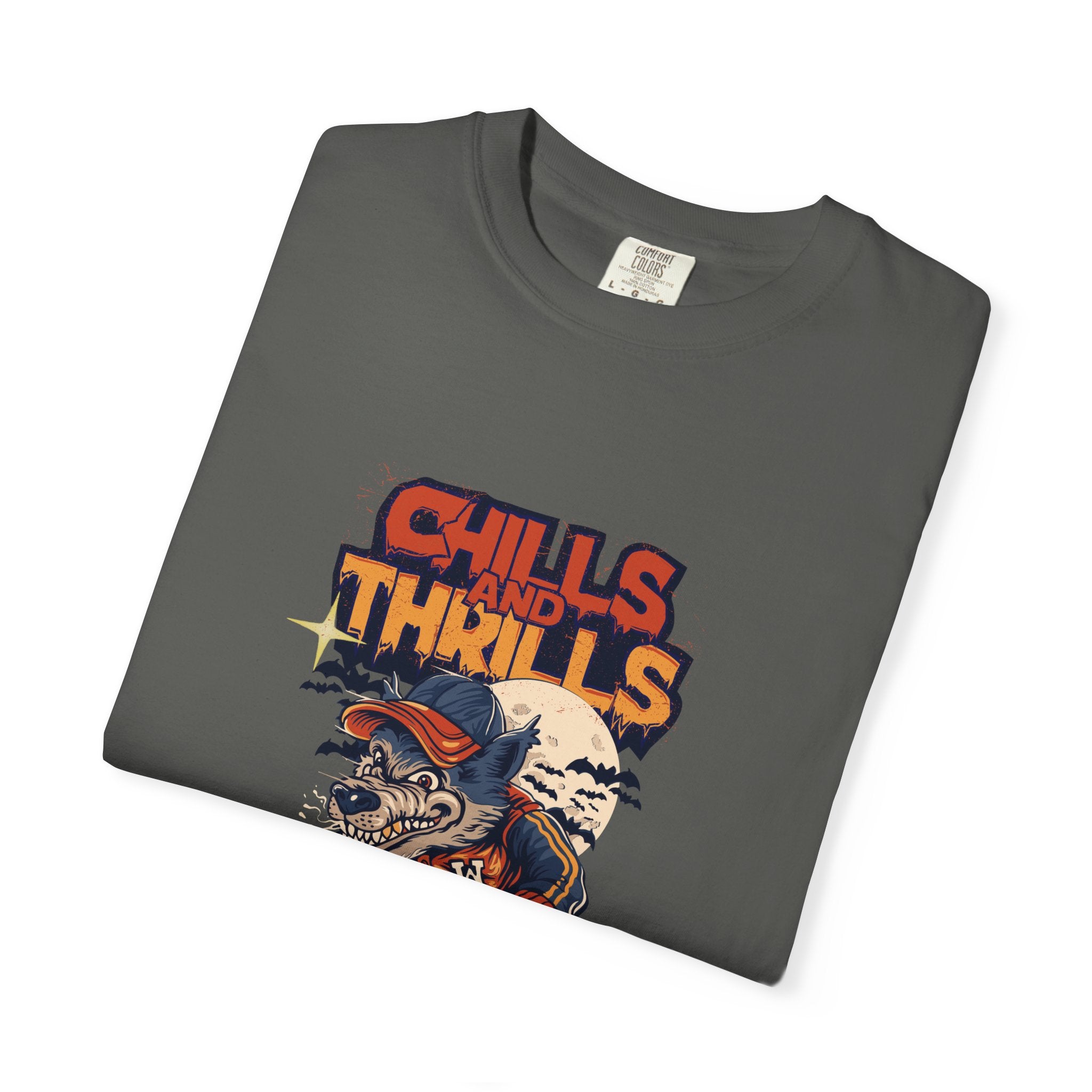 Chills and Thrills Graphic T-Shirt, Unisex Tee, Halloween Apparel, Skateboarder Shirt, Spooky Casual Wear, Perfect Gift for Fall