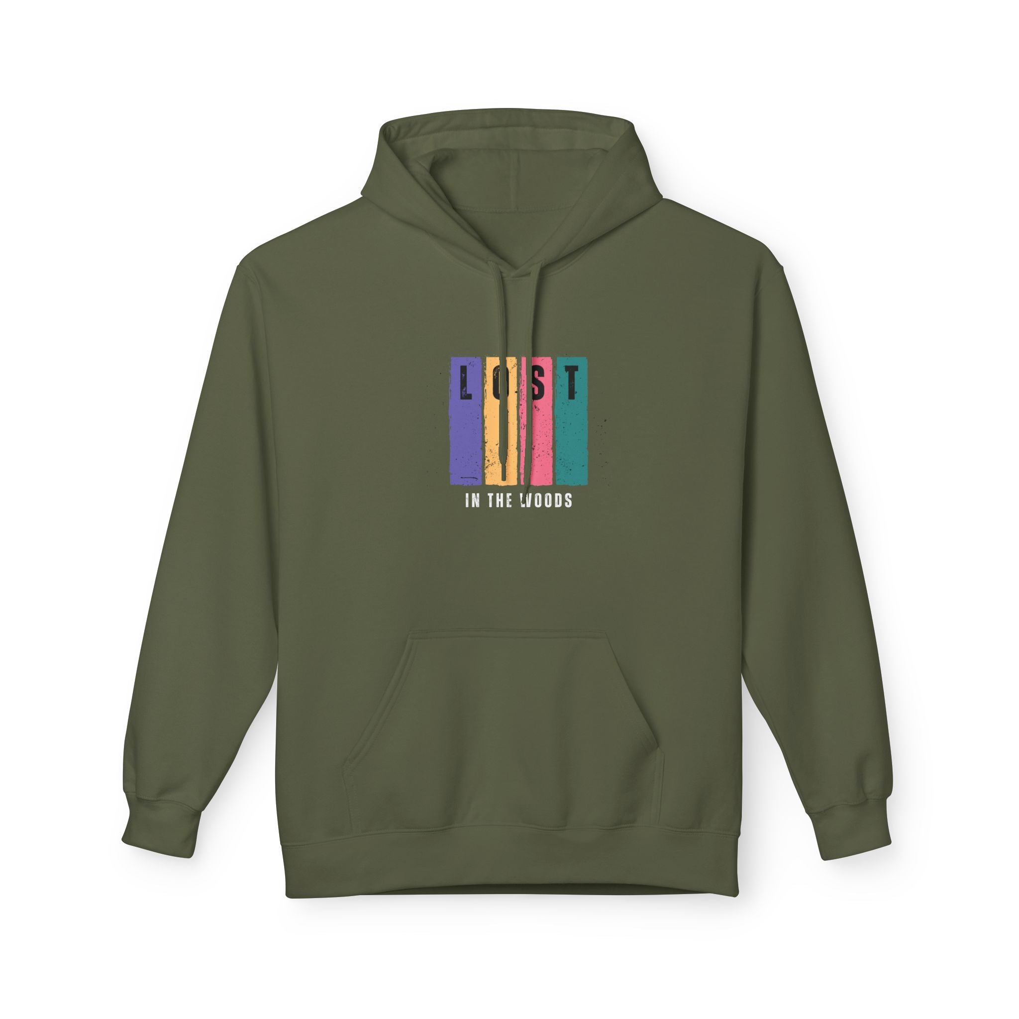 Lost in the Woods Fleece Hoodie - Unisex Midweight Sweatshirt for Outdoor Lovers