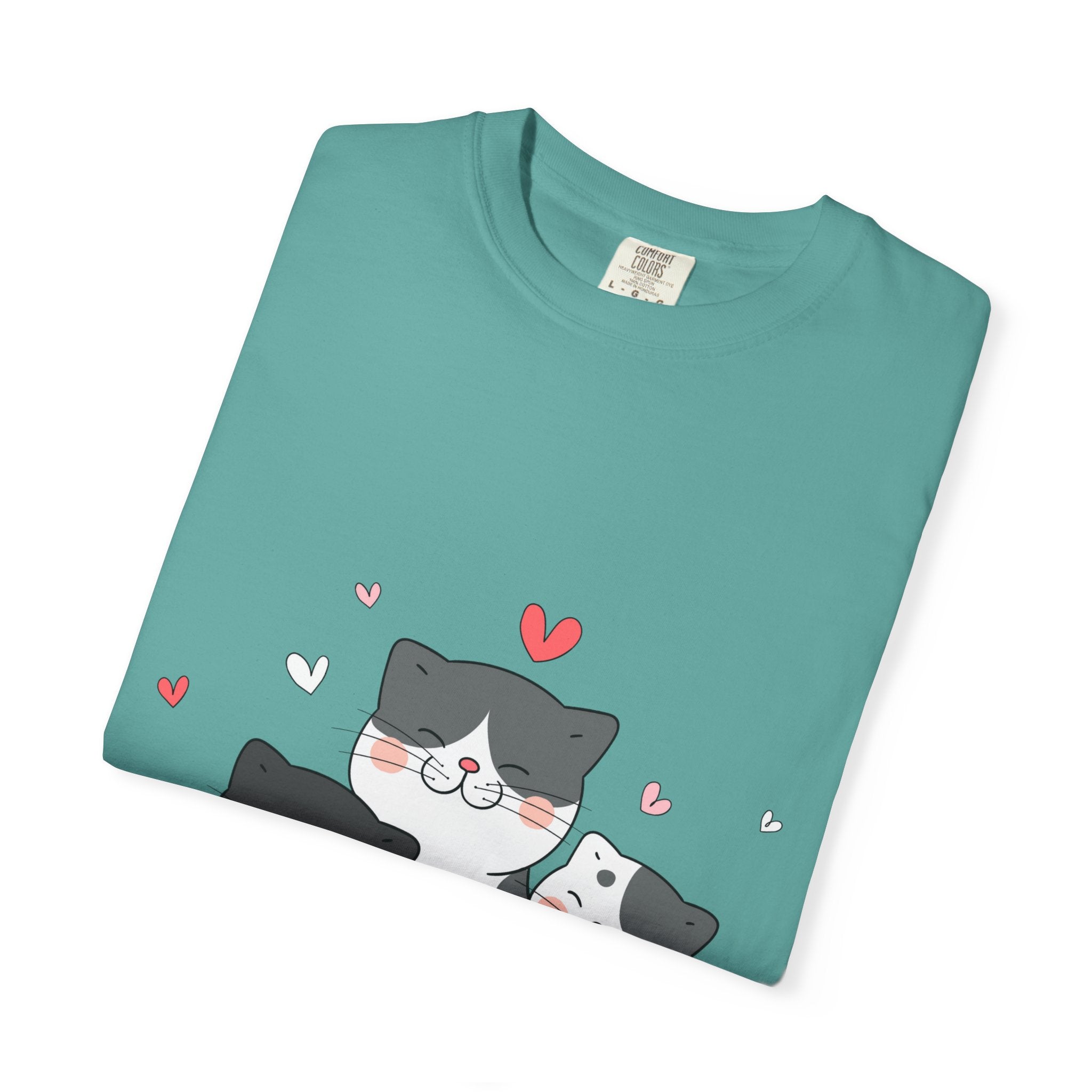 Cat Trio T-Shirt — Cute Kawaii Cats with Hearts Tee