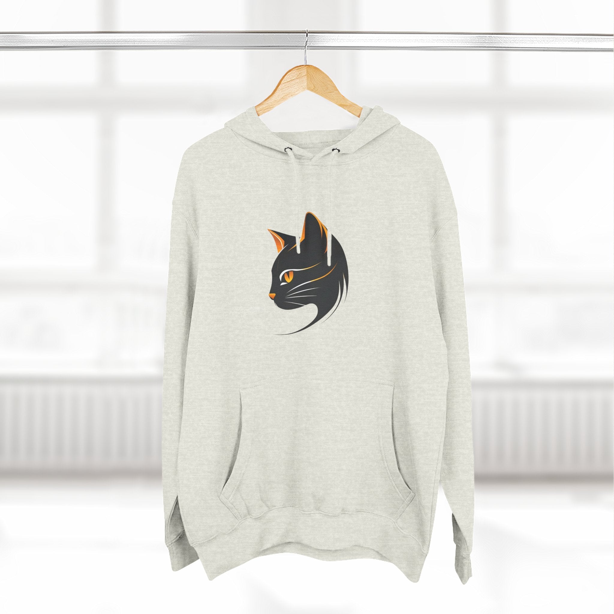 Cat Silhouette Fleece Hoodie, Cozy Cat Lover Gift, Warm Animal Hoodie, Perfect for Pet Owners, Cat-Themed Apparel