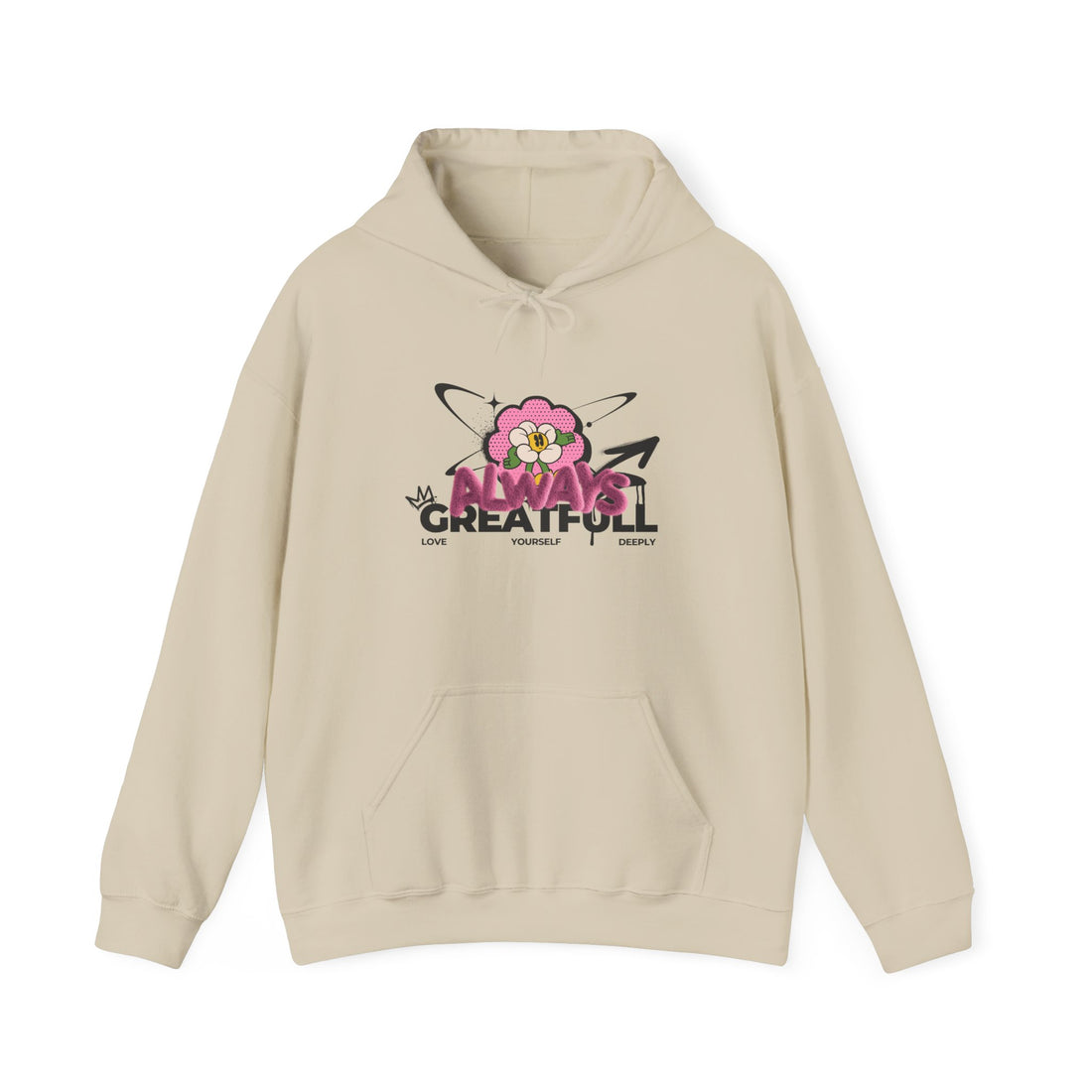 Always Grateful Floral Hoodie – Cozy Unisex Sweatshirt for Daily Comfort, Gift for Friends, Thoughtful Present, Casual Wear