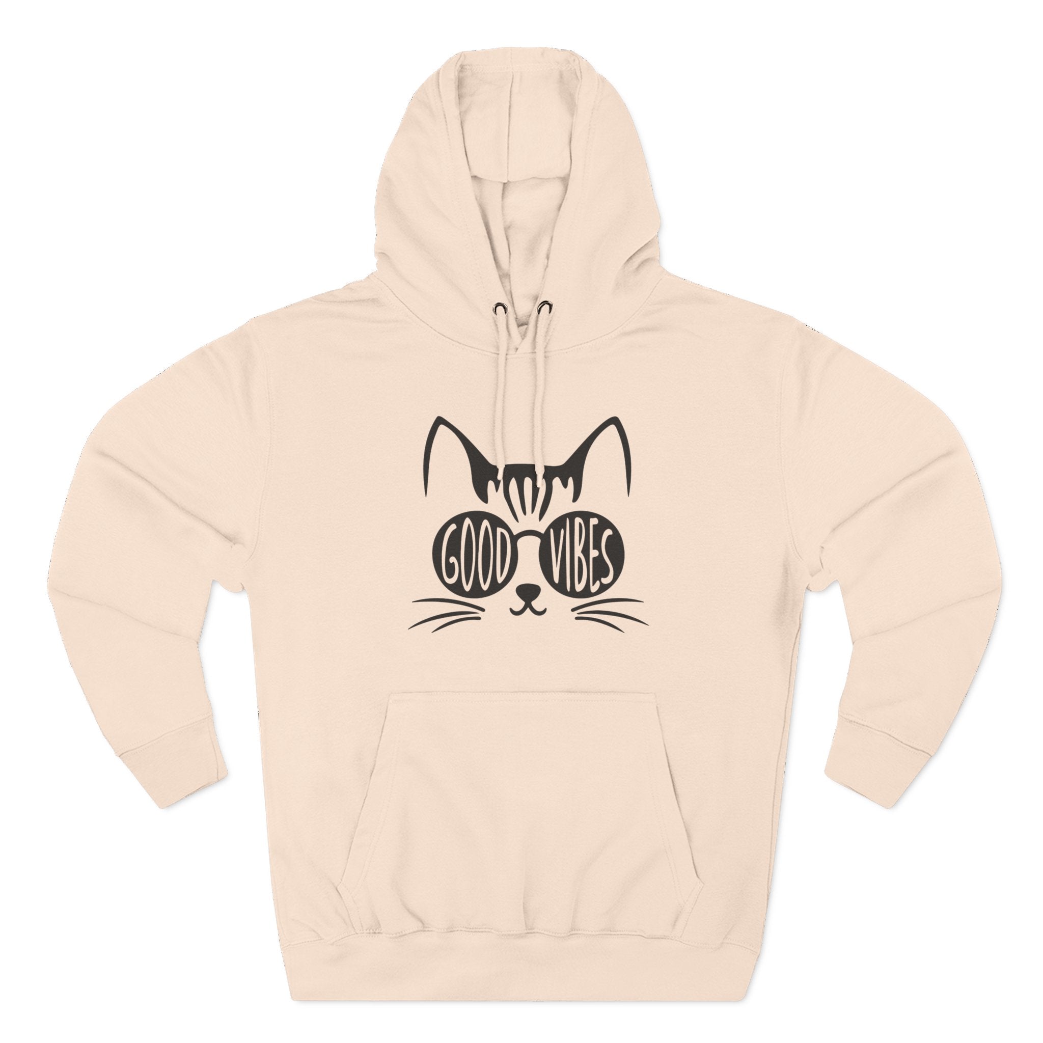 Good Vibes Cat Hoodie for Cozy Days, Cute Cat Lover Gift, Relaxed Fashion, Cat Themed Apparel, Perfect for Casual Wear