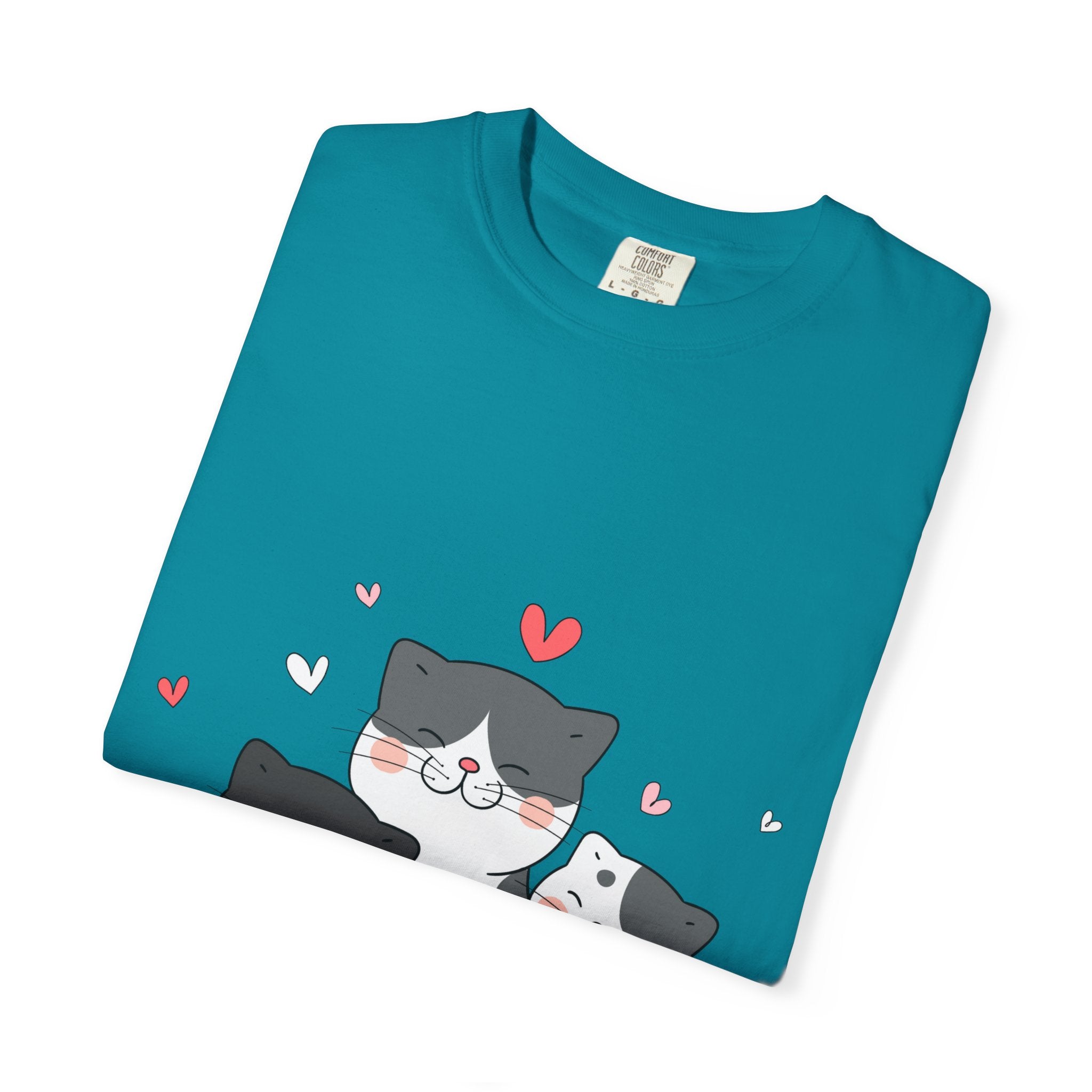 Cat Trio T-Shirt — Cute Kawaii Cats with Hearts Tee