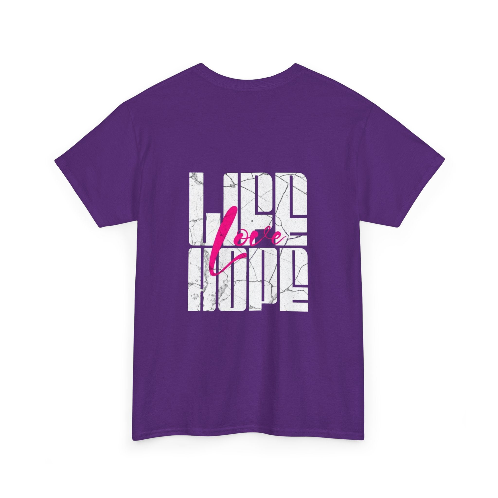 Graphic Tee — 'Here' Block Letter Design with Abstract Faces