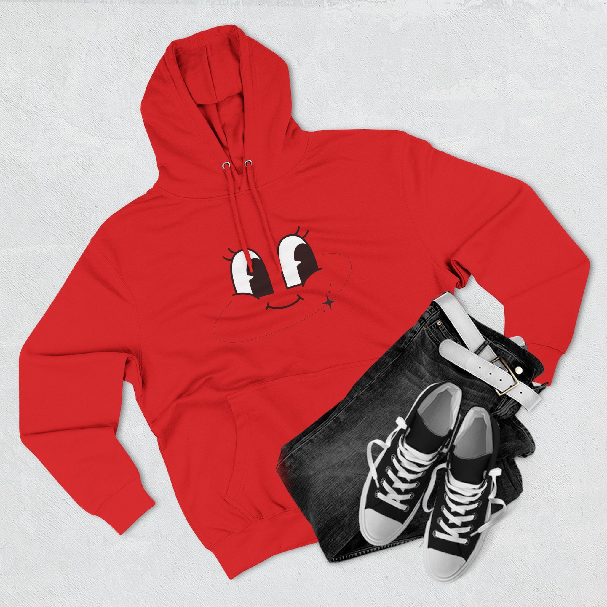 Smiley Face Fleece Hoodie - Cozy Unisex Sweatshirt for All Ages