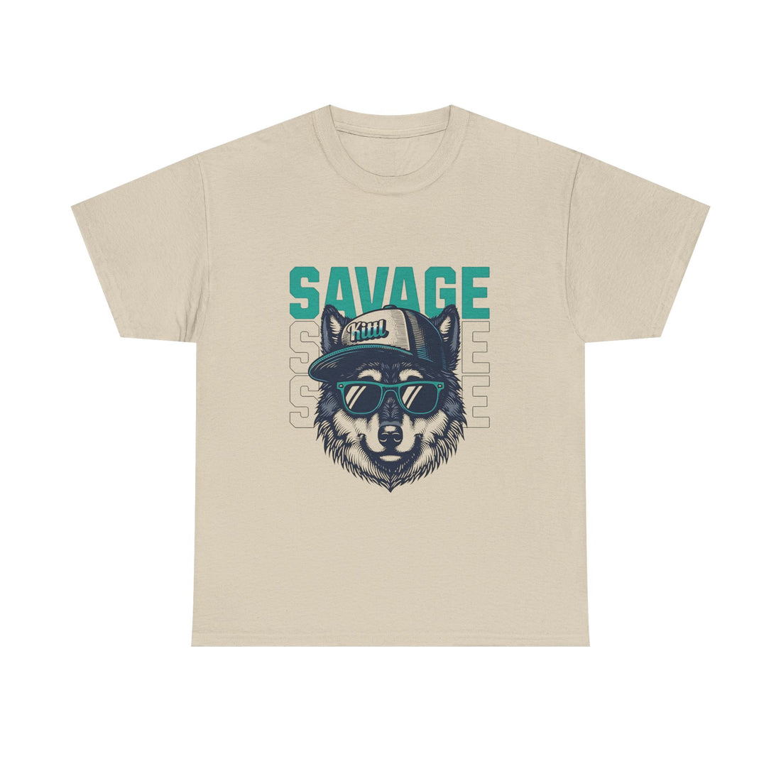 Savage Wolf Unisex Heavy Cotton Tee, Graphic T-Shirt, Fun Casual Wear, Perfect Gift, Summer Style, Unisex Clothing