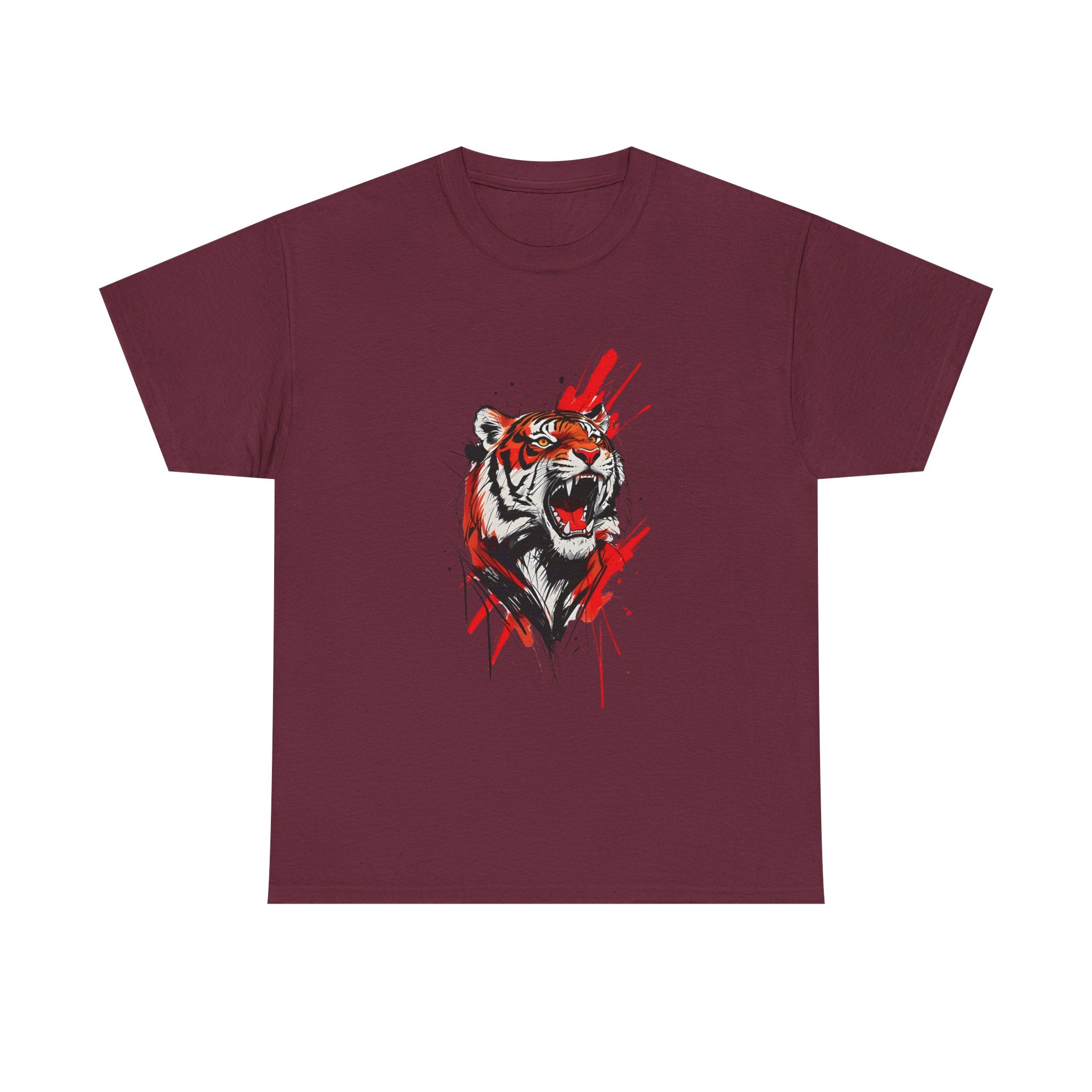 Ferocious Tiger Unisex Heavy Cotton Tee, Animal Lover Shirt, Graphic Tee, Wildlife Shirt, Gift for Her, Gift for Him