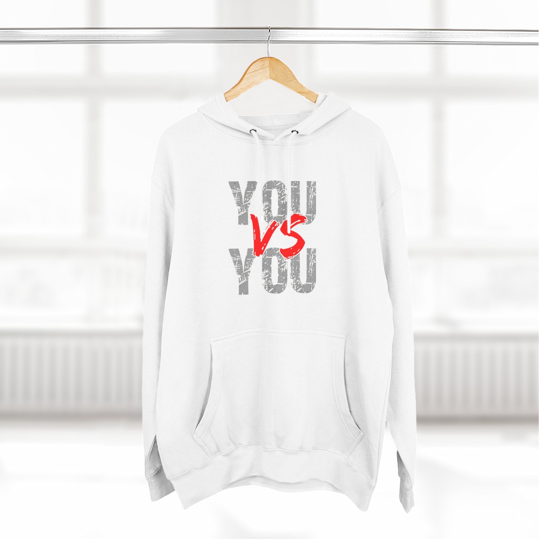YOU vs YOU Three-Panel Fleece Hoodie, Motivational Sweatshirt, Unisex Hoodie, Workout Apparel, Self-Improvement Gift