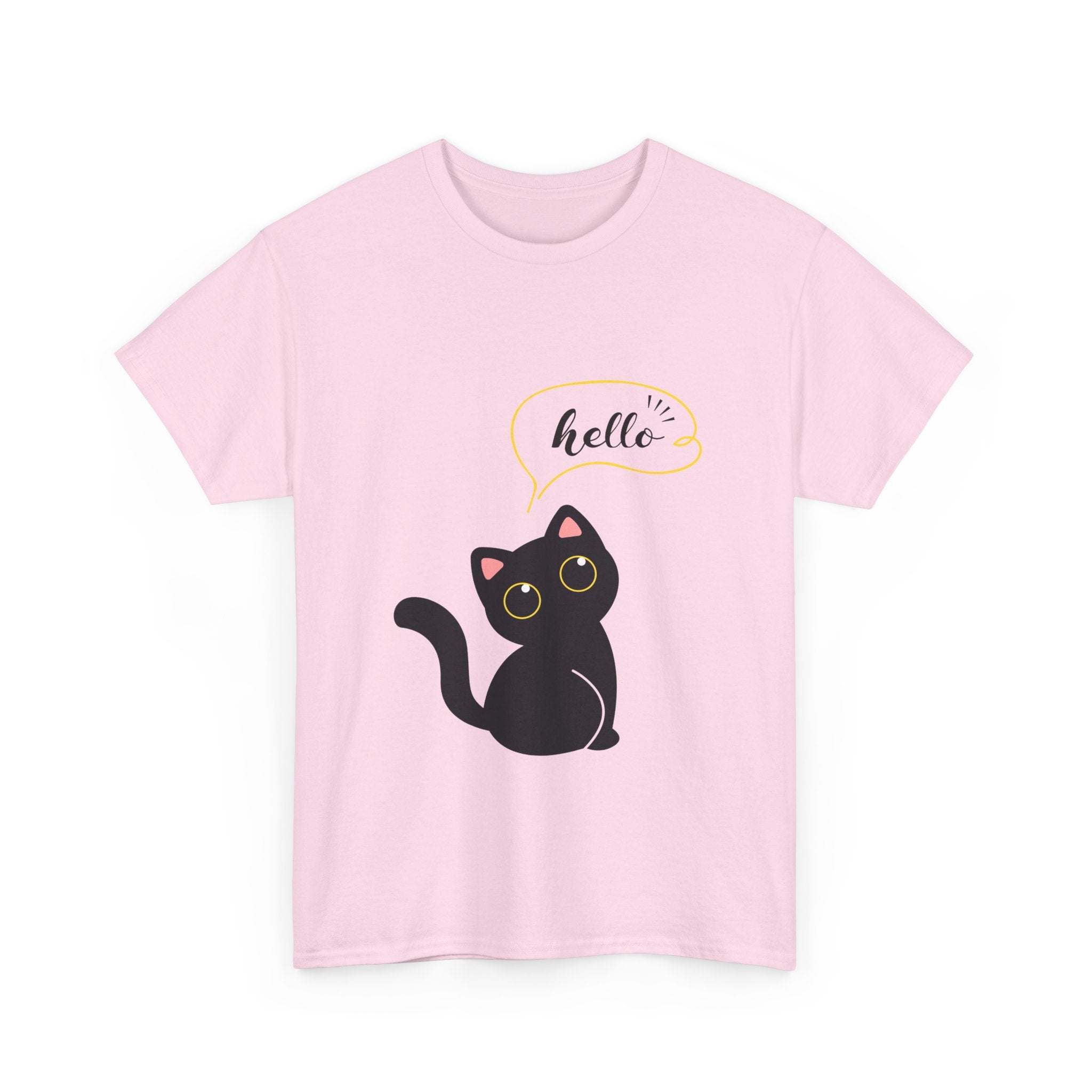 Cute Cat Hello Tee, Unisex Cotton Shirt, Cat Lover Gift, Funny Cat T-Shirt, Pet Lover Merchandise, Cozy Everyday Wear