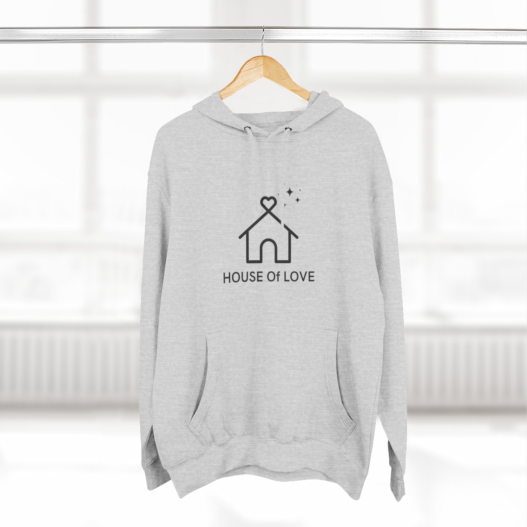 House of Love Hoodie — Minimal Home Heart Graphic Pullover