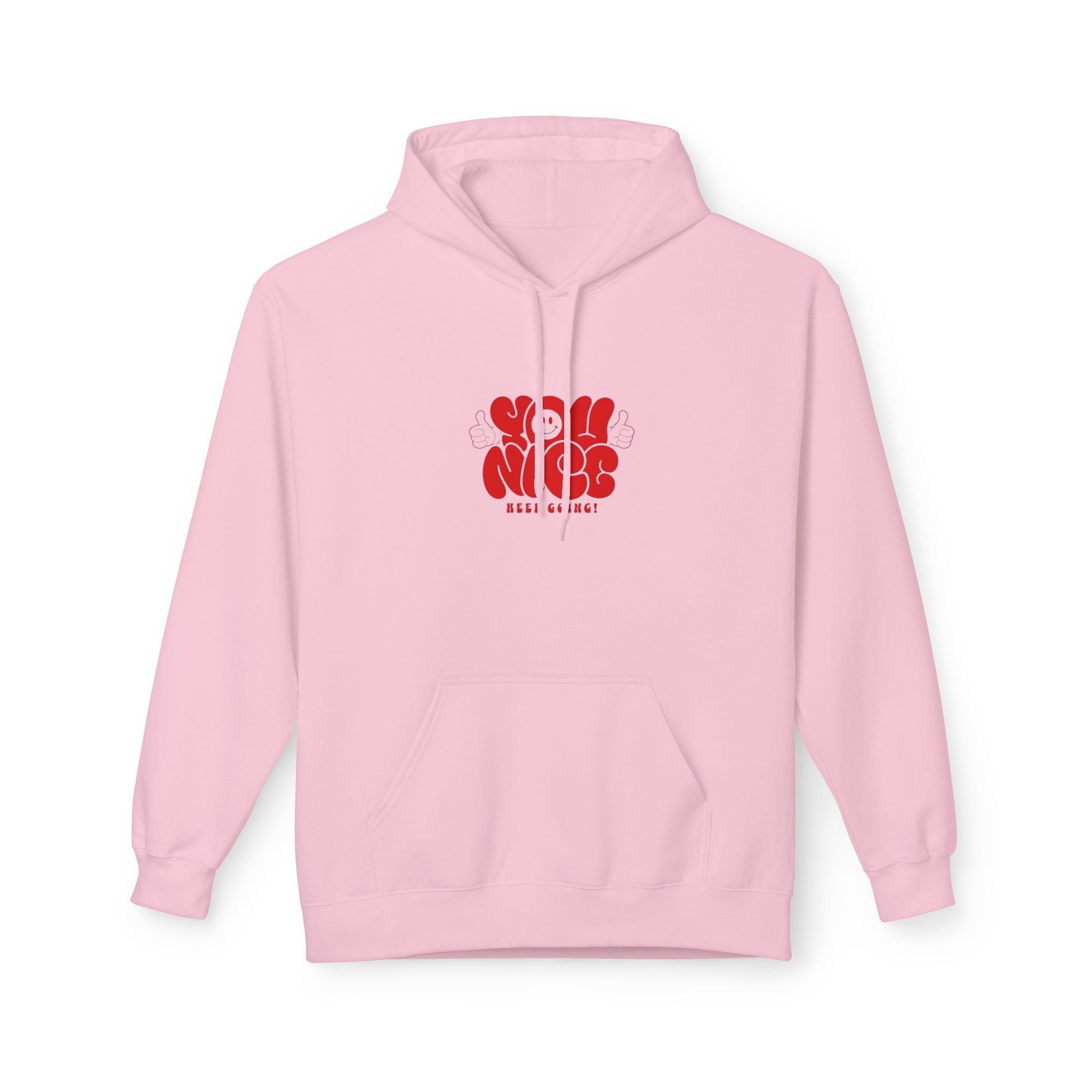 Nice Vibes Hoodie — Retro Red "Stay Nice" Graphic Sweatshirt