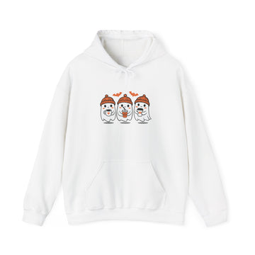 Festive Ghost Hoodie with Holiday Charm, Perfect for Halloween, Cozy Gift for Friends, Unisex Pullover, Casual Wear, Fall Celebration