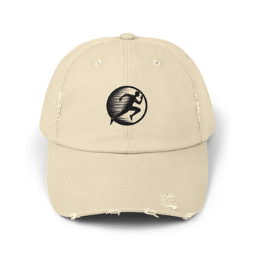 Distressed Running Logo Cap — Vintage Runner Dad Hat