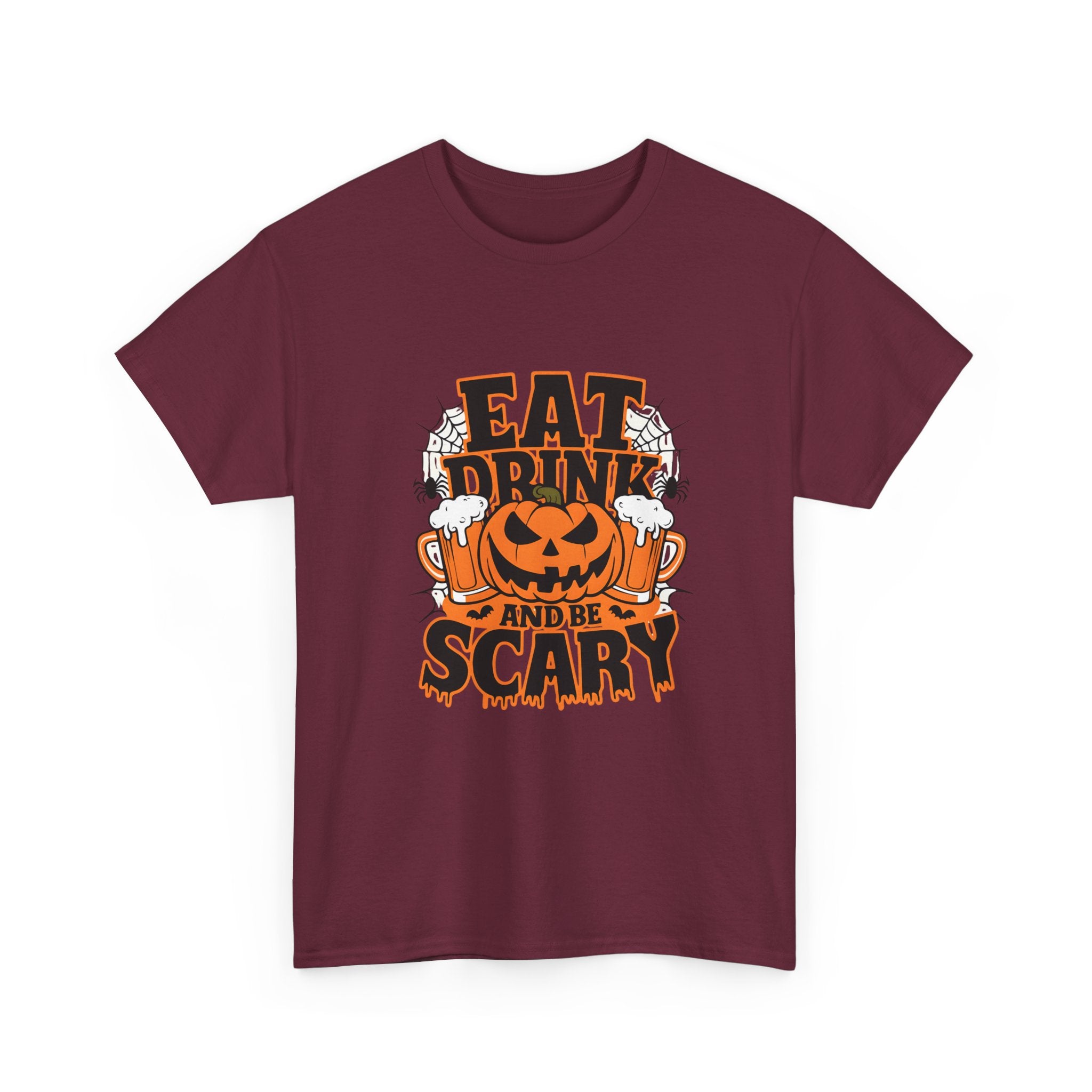 Halloween Fun Unisex Tee - Eat, Drink, and Be Scary Shirt, Autumn Apparel, Spooky Party T-Shirt, October Fest Top, Halloween Gift