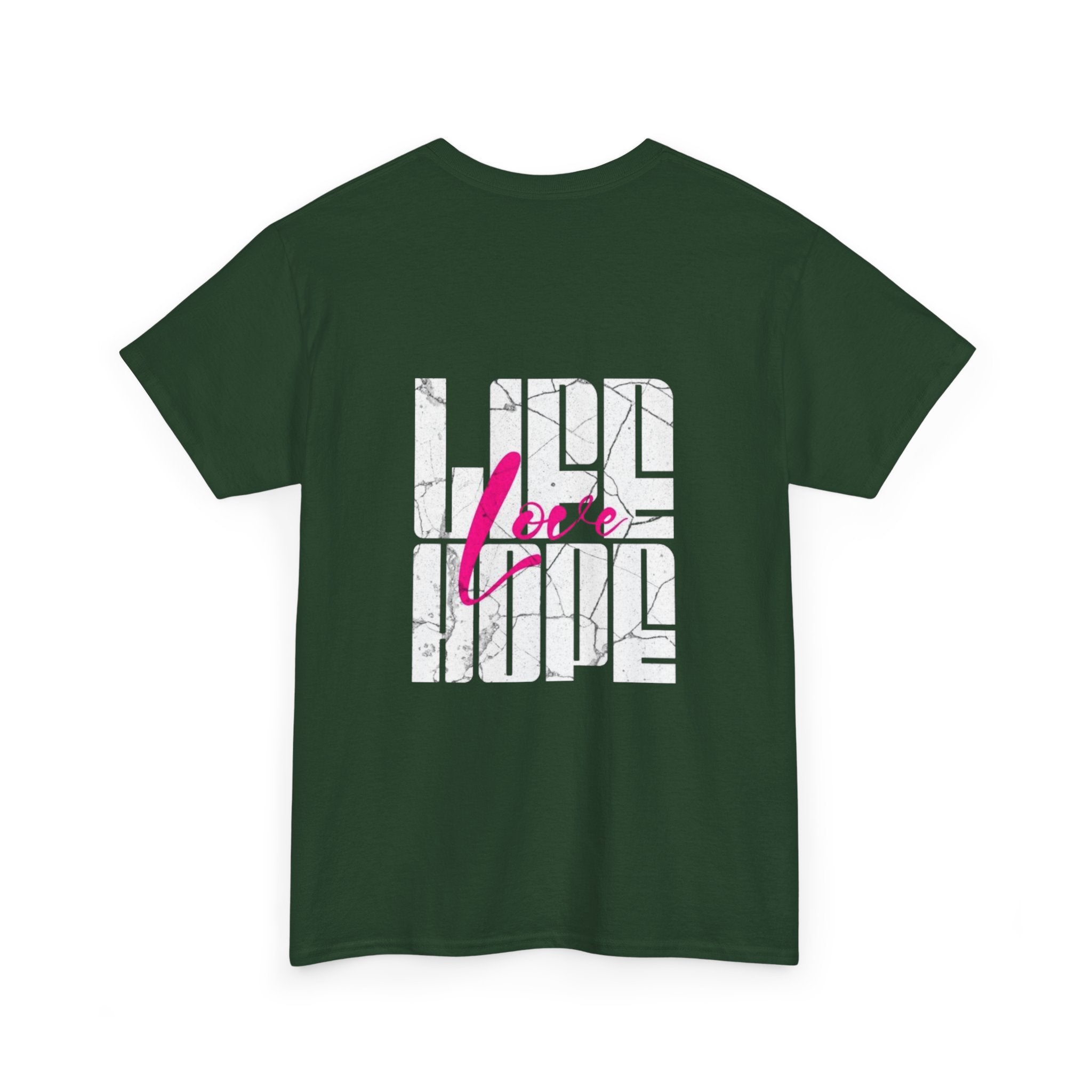 Graphic Tee — 'Here' Block Letter Design with Abstract Faces